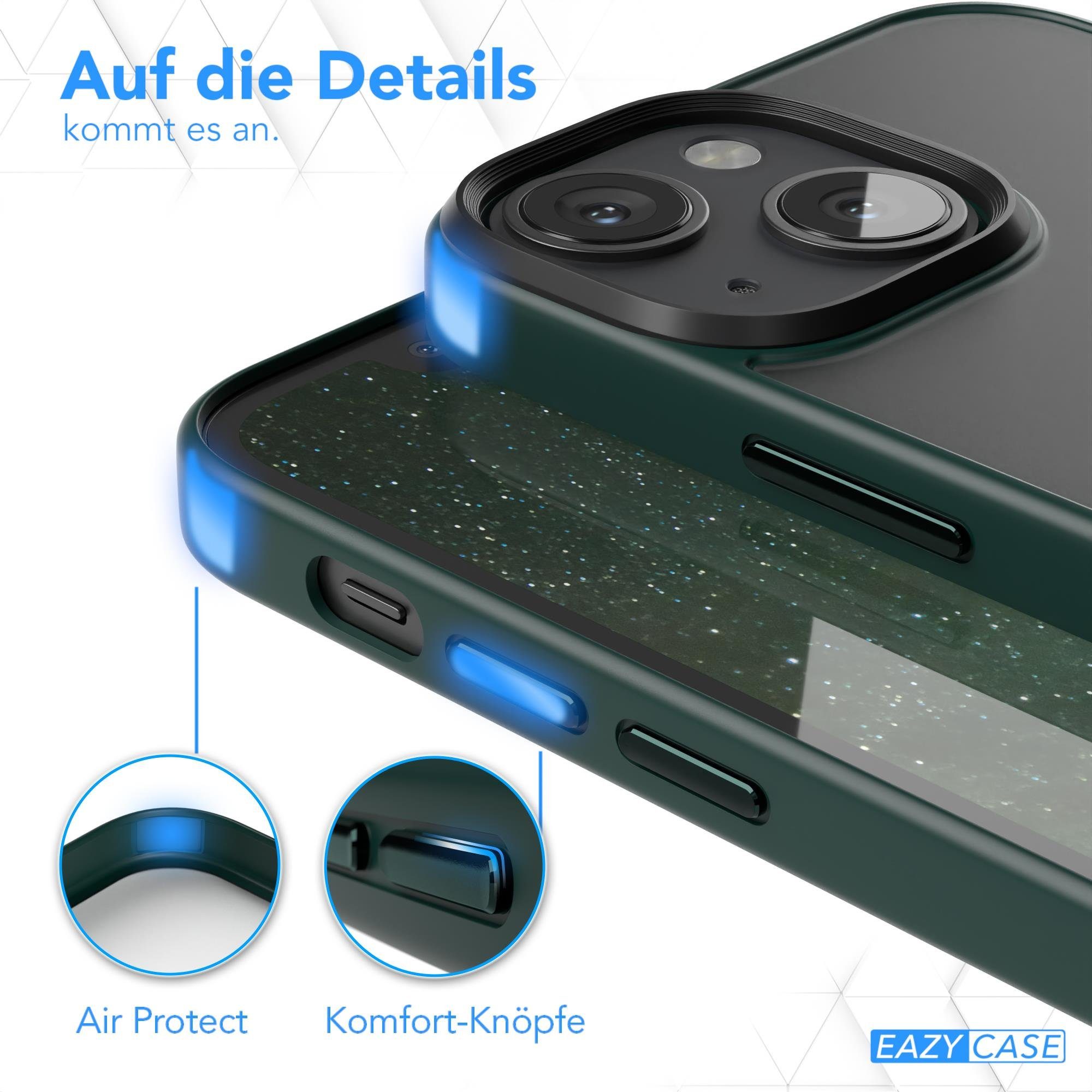 EAZY CASE Handyhülle Outdoor Case für Apple iPhone 13 Mini 5,4 Zoll, Slim Cover Durchsichtig Robust Back Cover stoßfest Grün / Nachtgrün