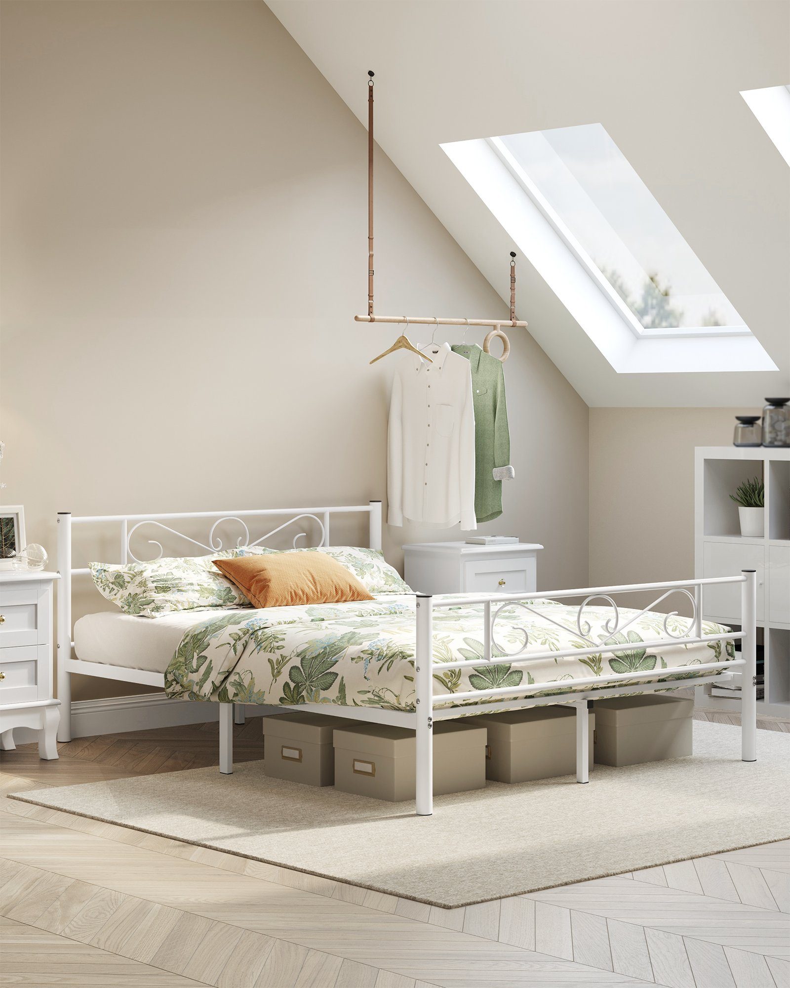 VASAGLE Bettgestell (1-tlg., 160 x 200 cm), aus Metall, Bettrahmen, hochtra günstig online kaufen