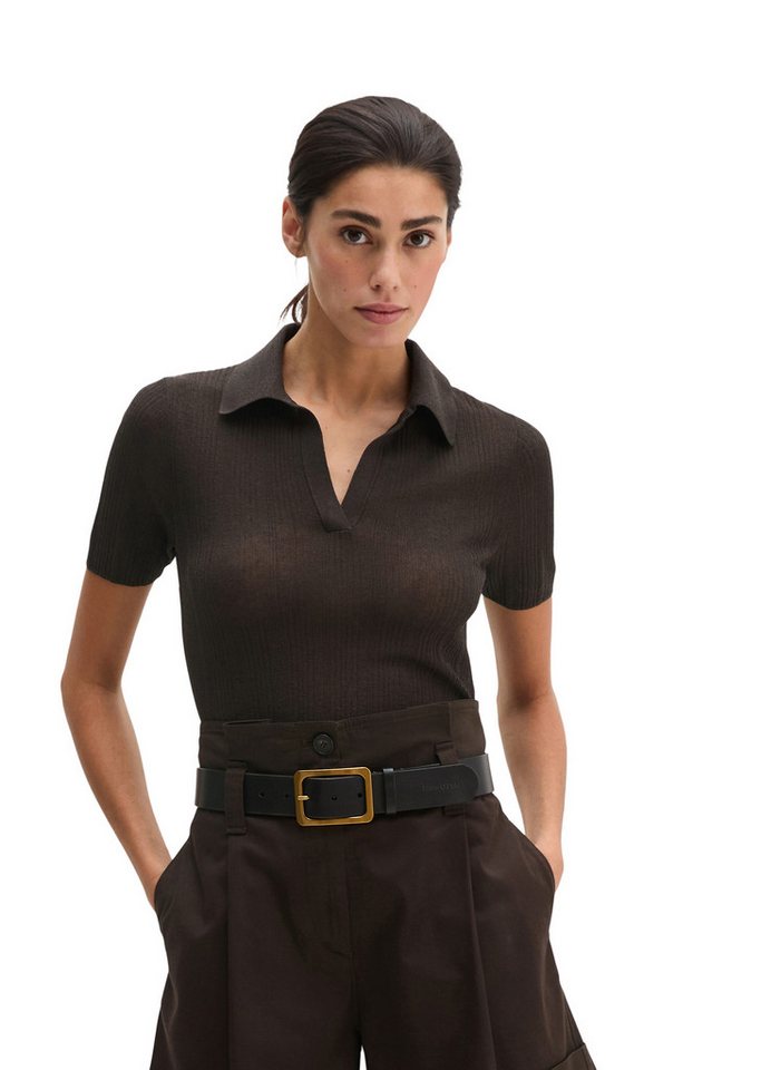 Marc O'Polo Polokragenpullover aus edlem Viskose-Leinen-Mix