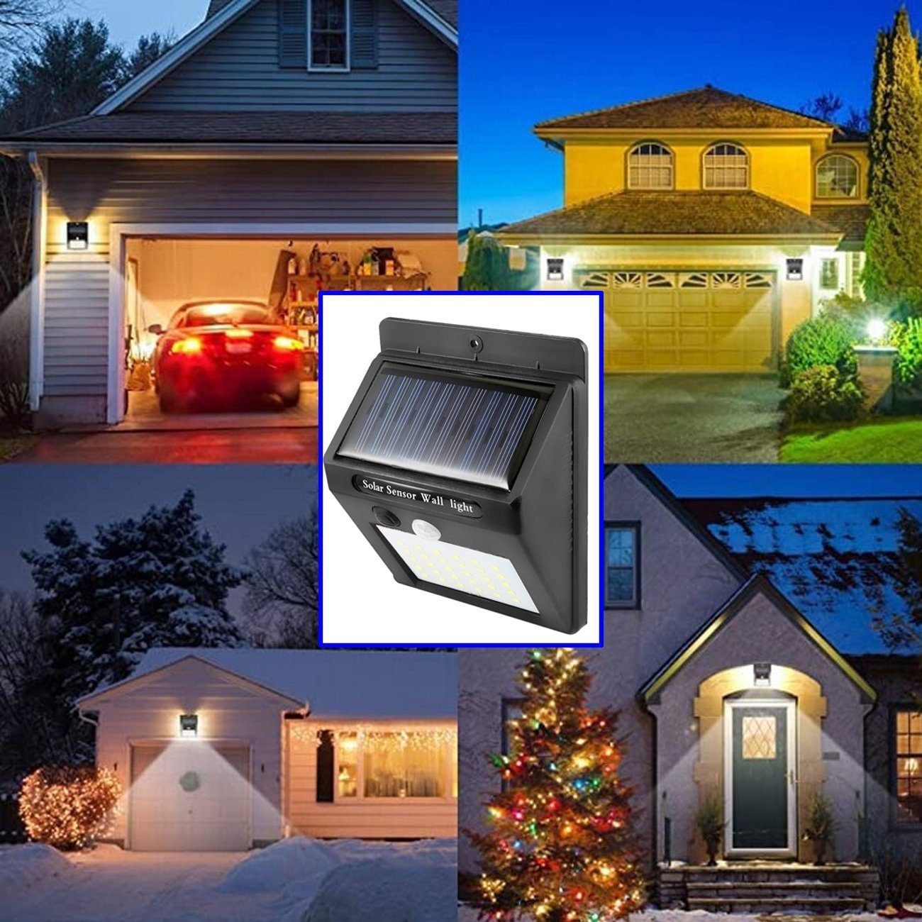 LETGOSPT Außen-Wandleuchte 4 fest IP65 Solarlampe Stücke integriert, Solarleuchten LED Solar für Wandleuchte mit Solarleuchte Tageslichtweiß, 30LEDs LED Wasserdichte Außen, Kaltweiß, Bewegungssensor