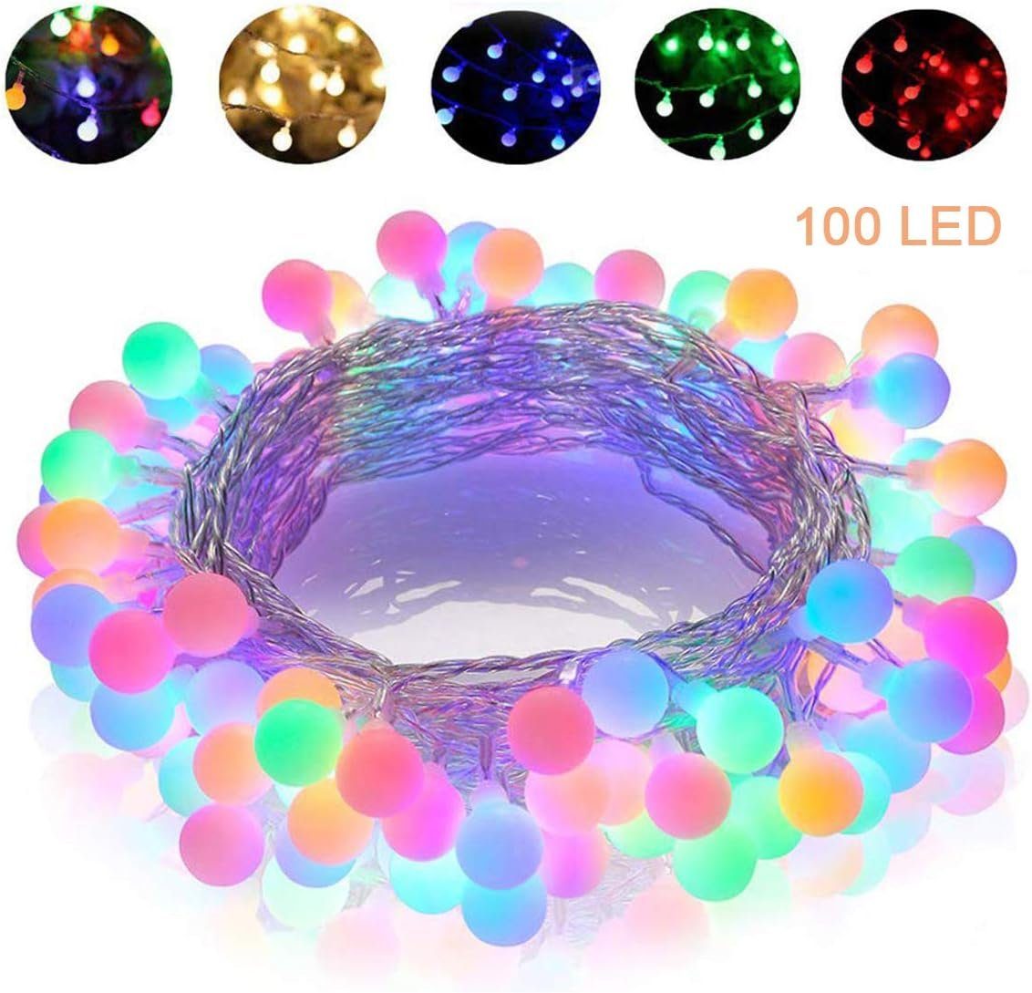 Jormftte LED-Lichterkette Mehrfarbige 10M 100 LEDs Lichterketten,8 Beleuchtungsmodi,für Party | Lichterketten