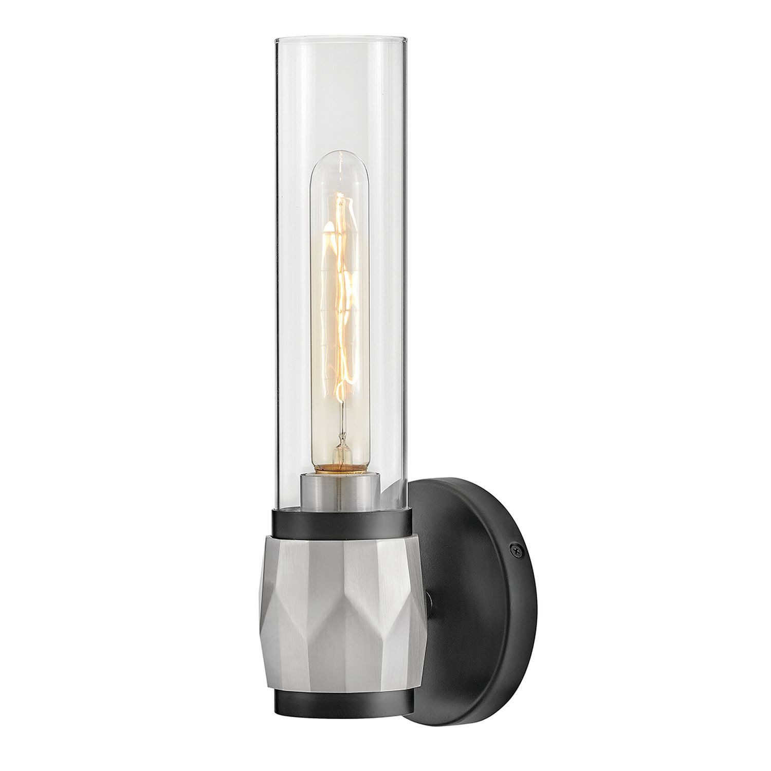 Licht-Erlebnisse Wandleuchte GRETA, ohne Leuchtmittel, Glas Metall E27 IP44 H: 34,6 cm Schwarz Nickel gebürstet Modern