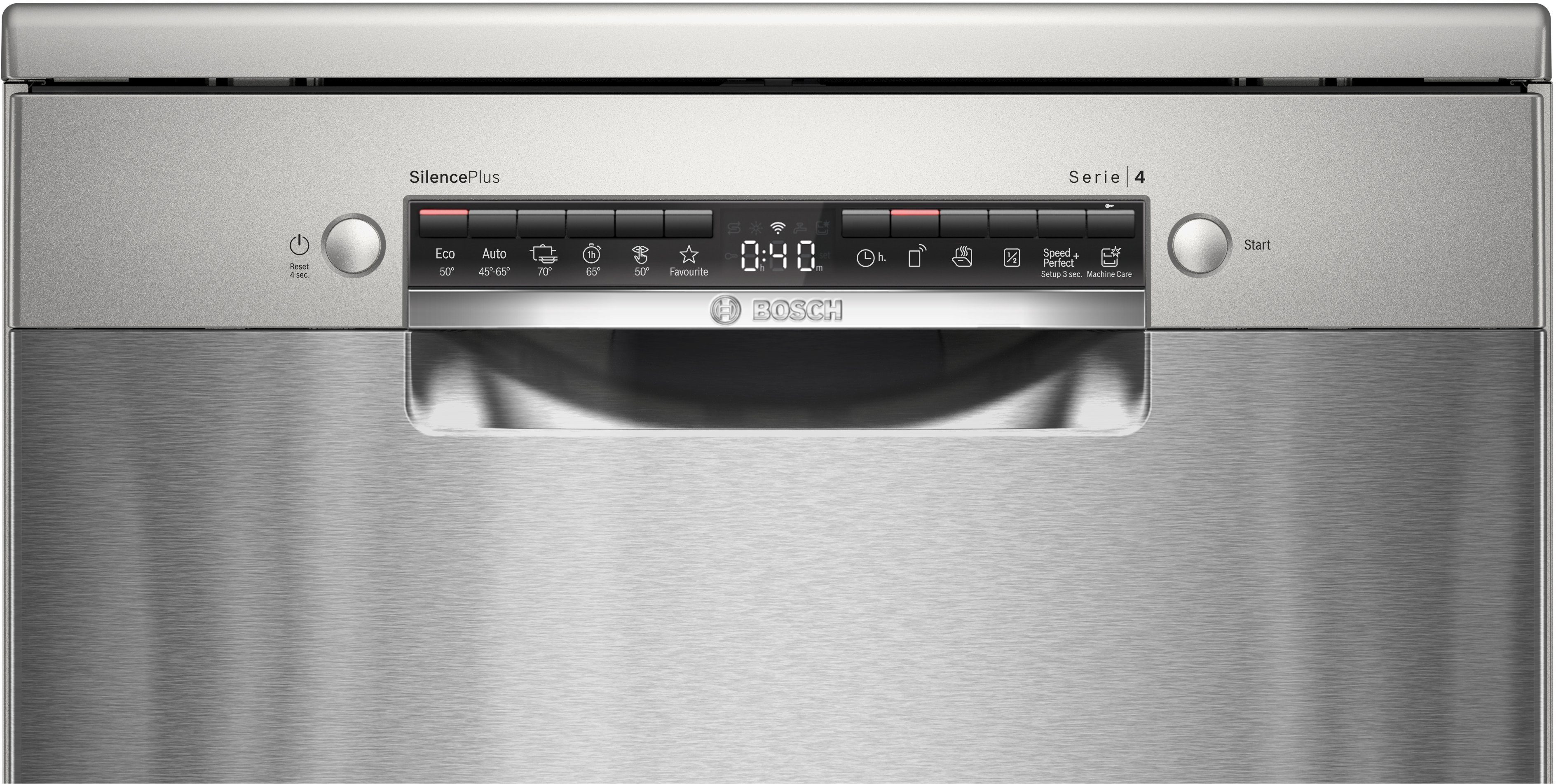 BOSCH Standgeschirrspüler Serie 4 SMS4EMI06E, 14 Maßgedecke, Automatische Türöffnung für Effizienz, flexible Körbe & Schubladen
