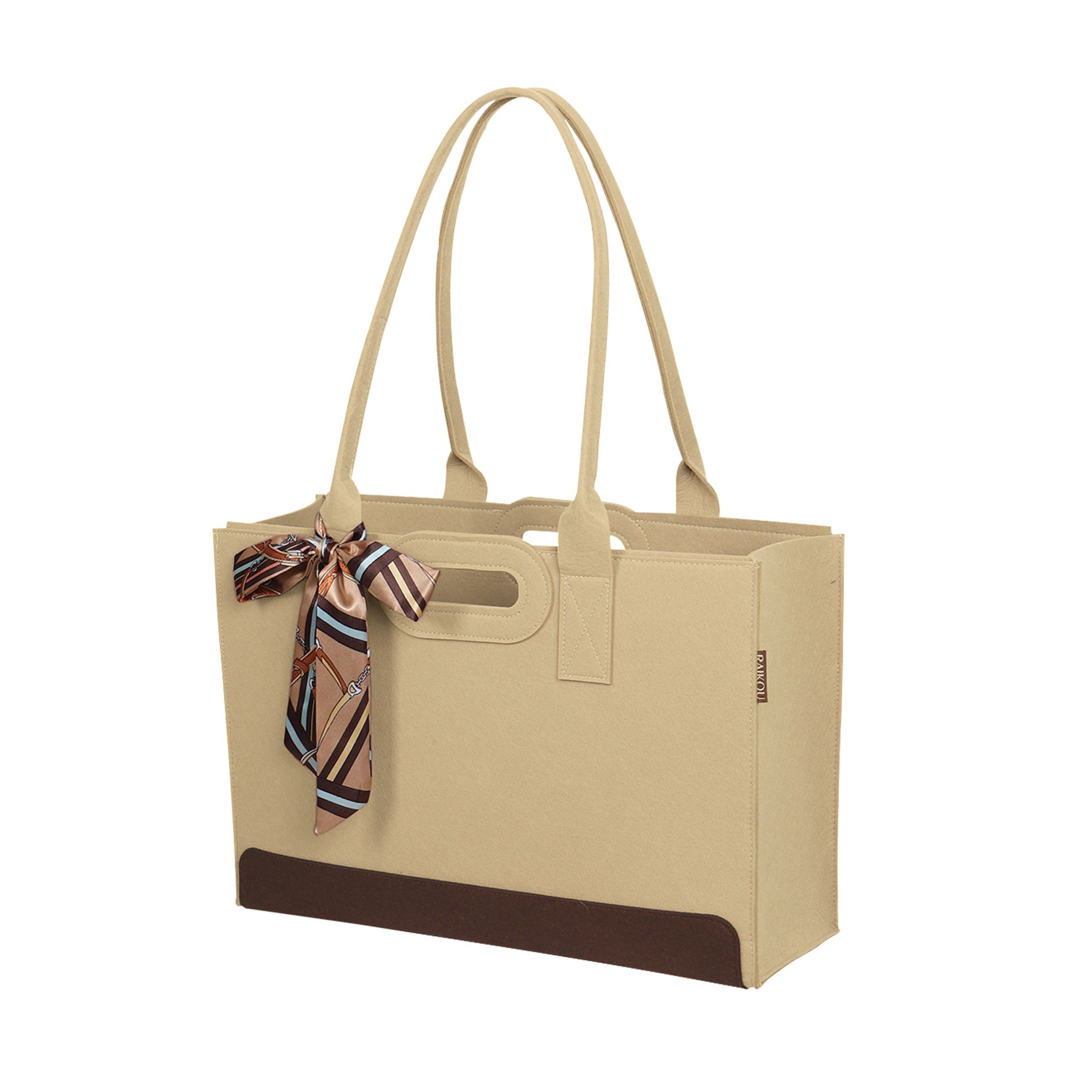 RAIKOU Freizeittasche Filztasche mit dekorativem Seidenschal Shopper (44x15 günstig online kaufen