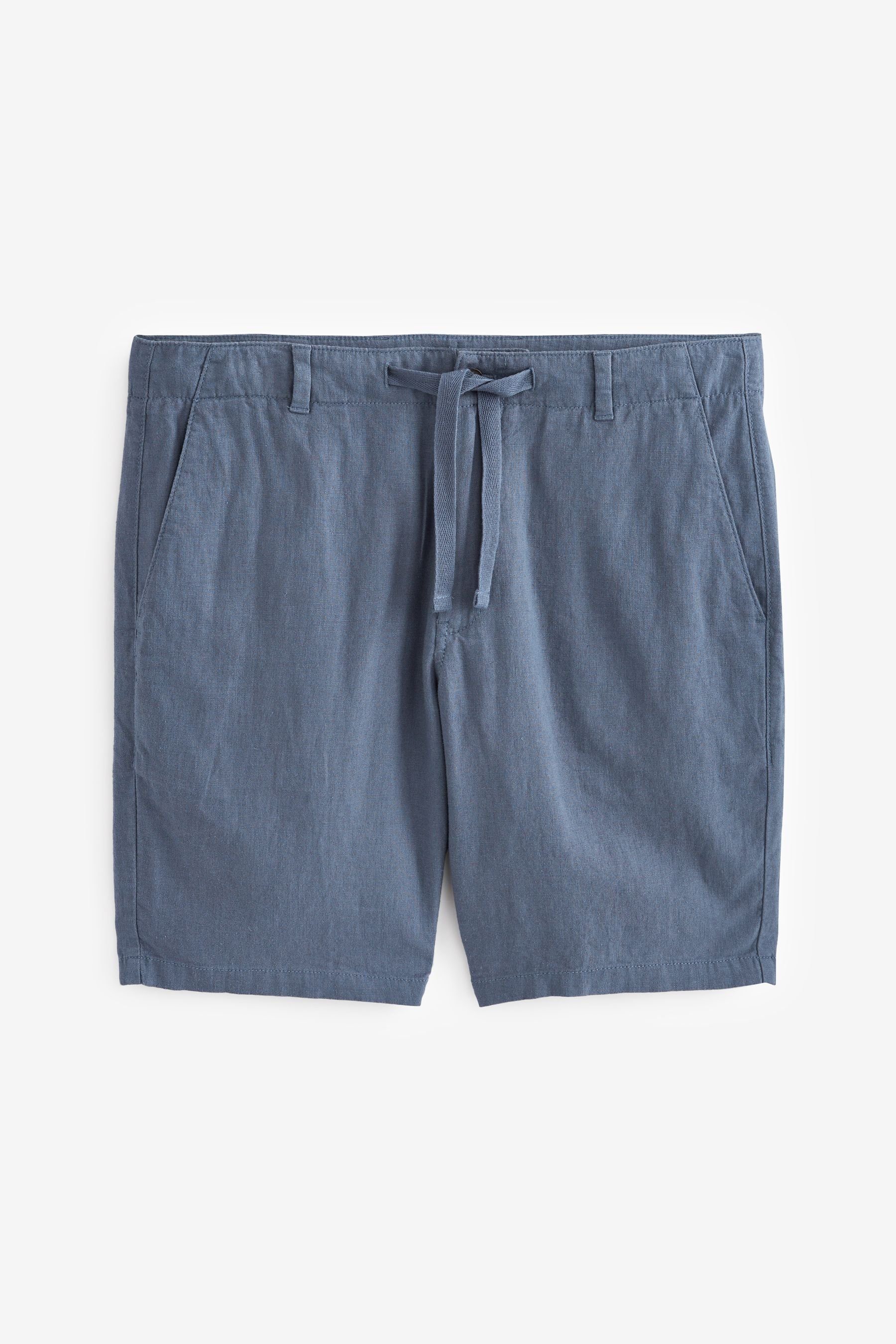 Next Shorts Hose aus Gummibund (1-tlg) Leinengemisch Blue mit