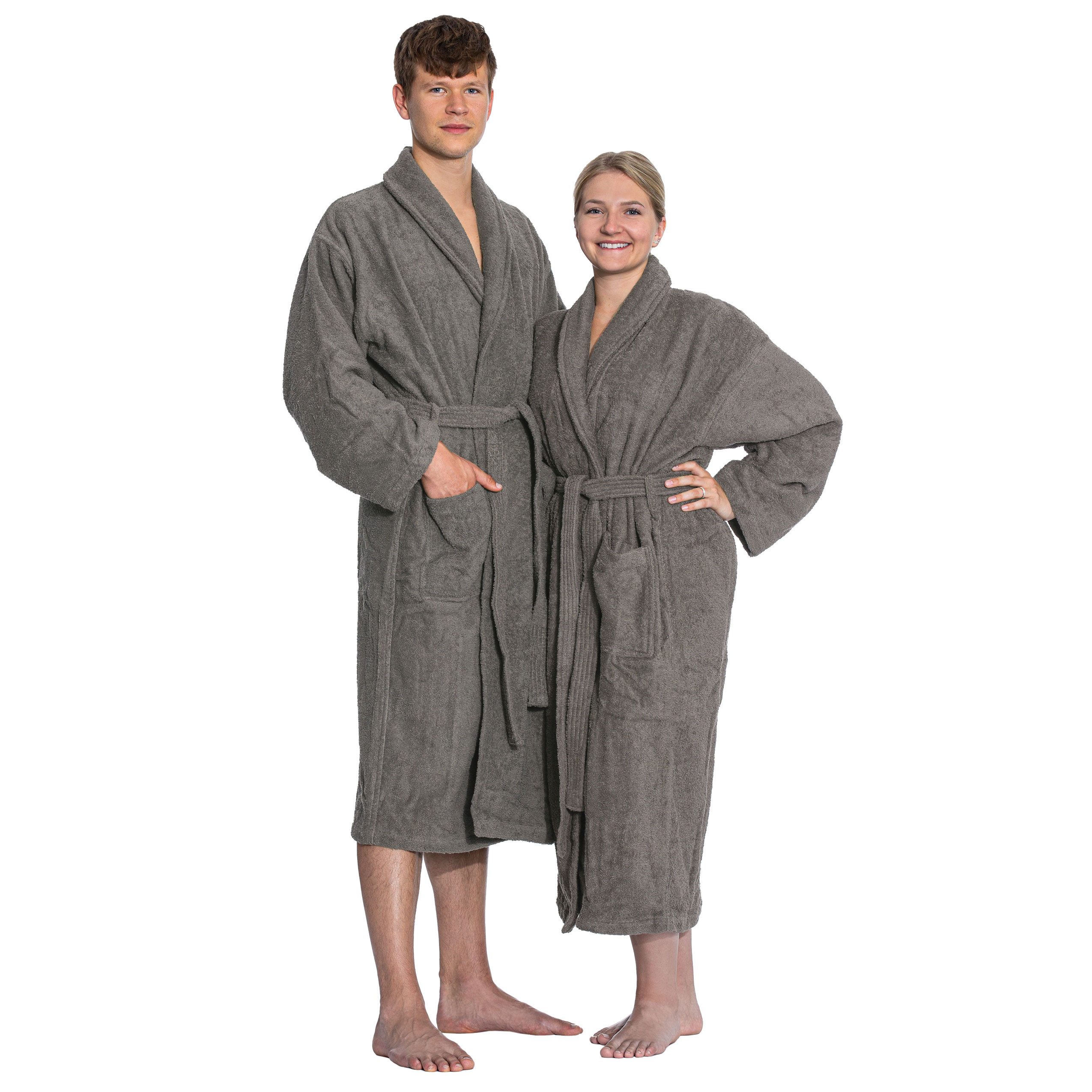 ZOLLNER Unisex-Bademantel, 100% Baumwolle, Schalkragen, Gürtel, günstig online kaufen