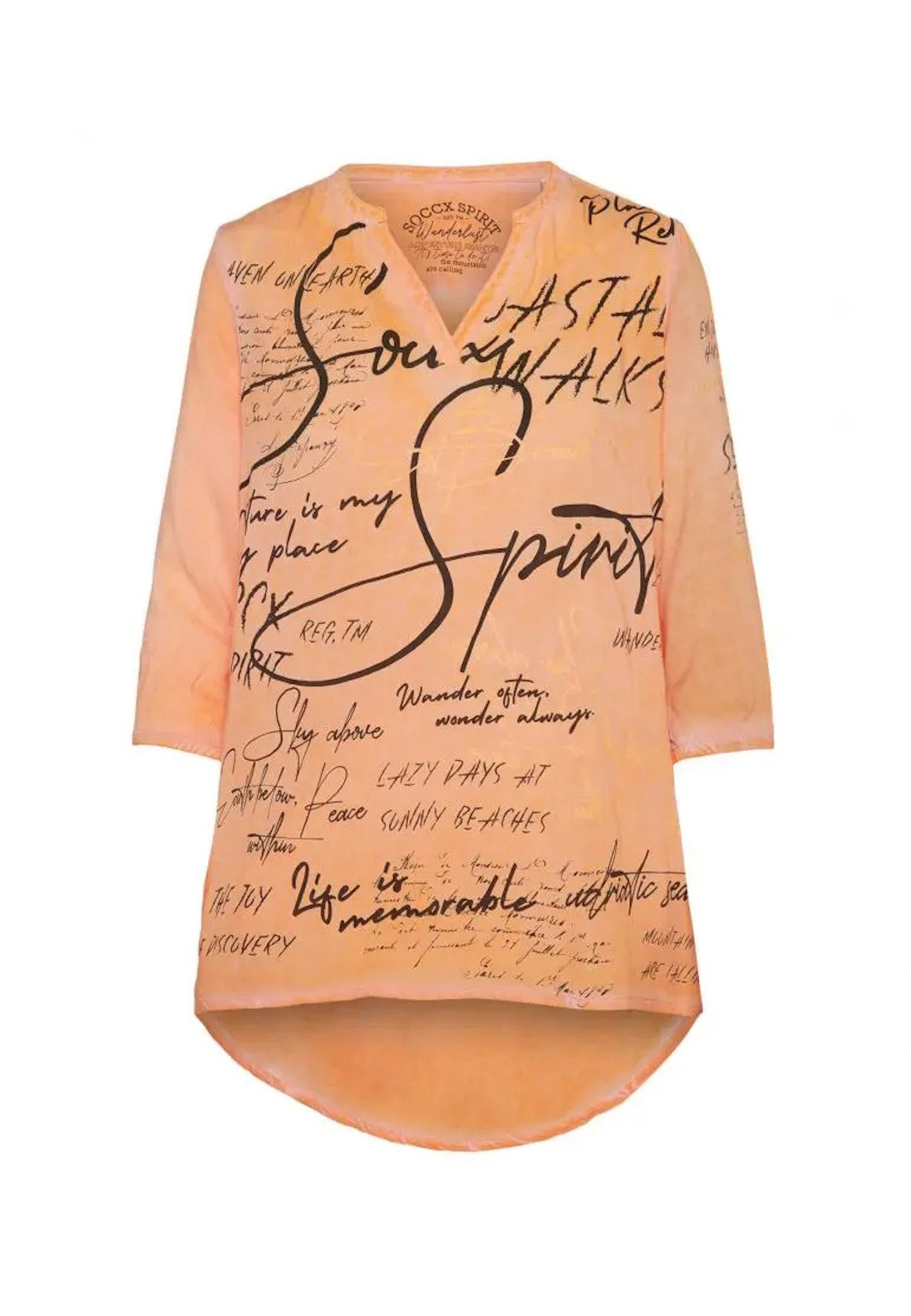 SOCCX Kurzarmbluse Bluse WANDERLUST Tunikabluse mit 3/4 Ärmeln (1-tlg) günstig online kaufen