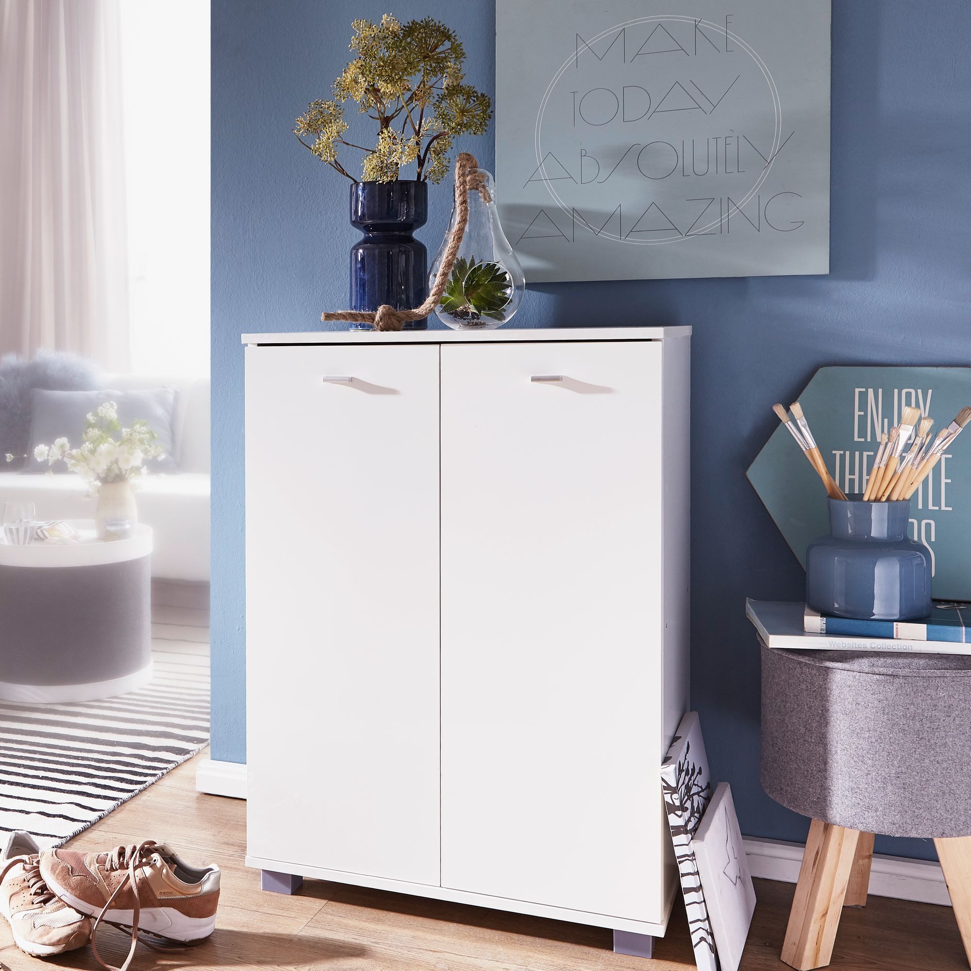 FINEBUY Schuhschrank SuVa1611_1 Holz 12 Paar Schuhe Schuhregal Schuhkommode günstig online kaufen