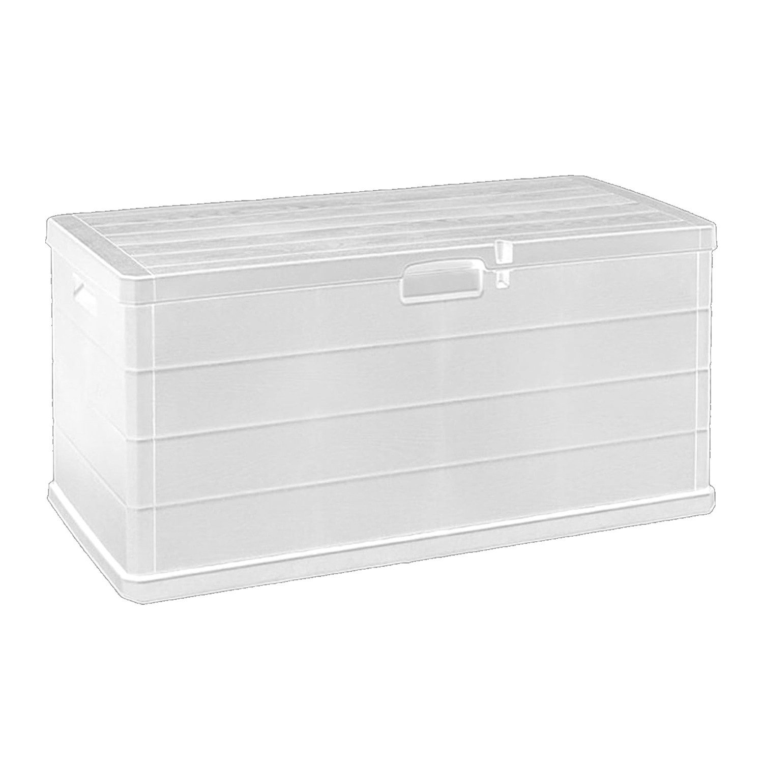 Mojawo Hängeaufbewahrung XL Auflagenbox Sitzbank 2 Personen Kunststoff Weiß 340L