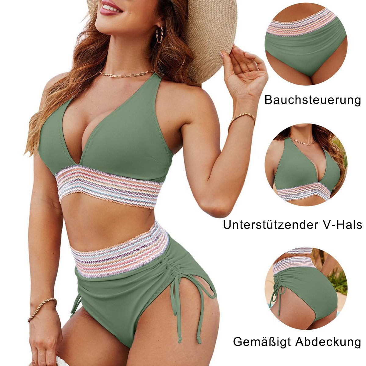 HOMELIVE Badeanzug Highwaist-Bikini-Hose Bikini-Top Highwaist-Bikini-Hose B günstig online kaufen