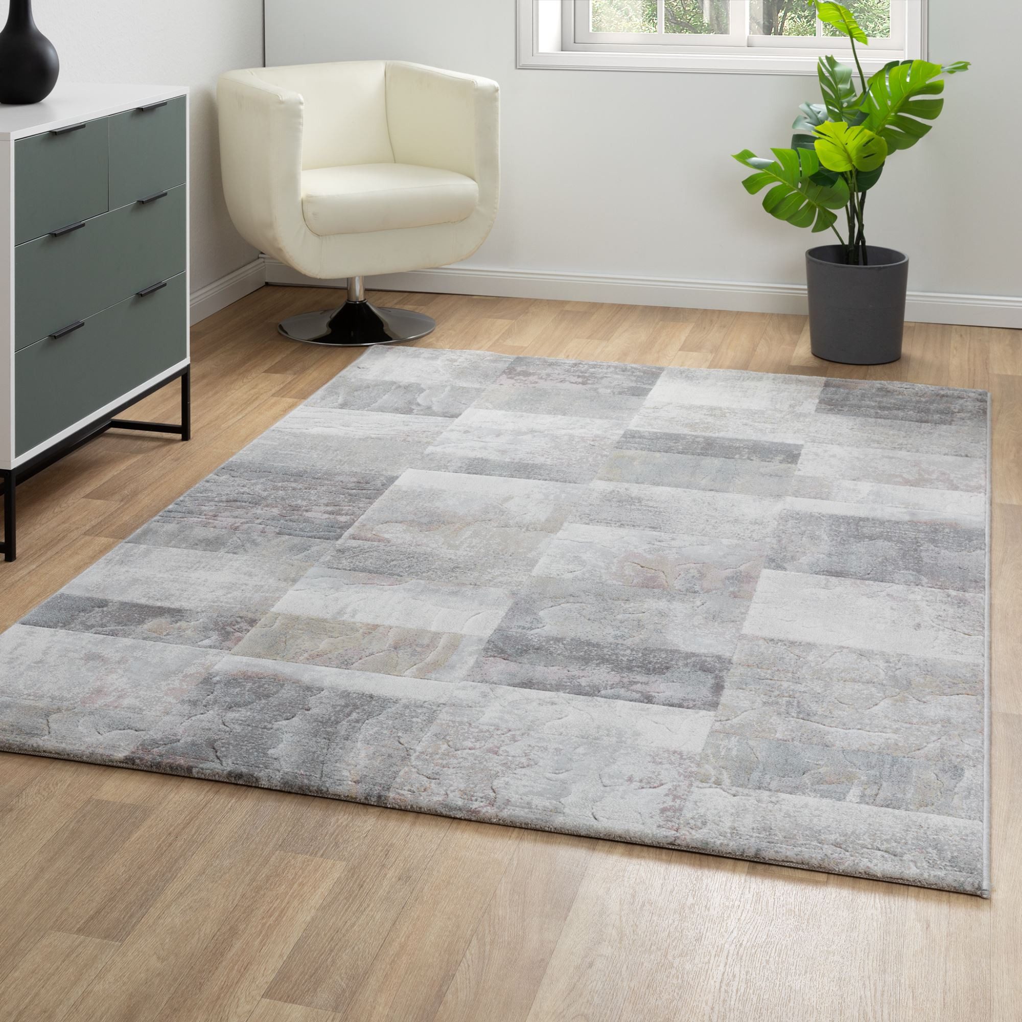 Steffensmeier Teppich Lauro - Vierecke, Rechteckig, Kurzflor Teppich, Wohnz günstig online kaufen