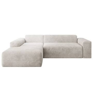 Juskys Ecksofa Vals, modern, L-Form, Stoff, bequem, samtig wie Cord, breiter Sitz