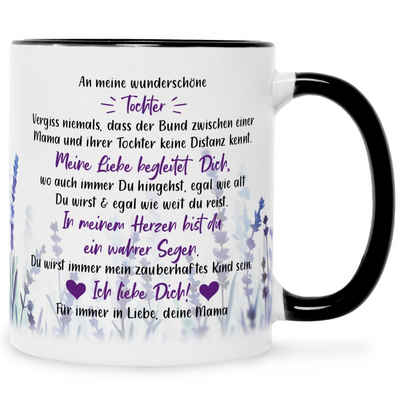 GRAVURZEILE Tasse mit Spruch - von Mama für die Tochter, Keramik, Farbe: Schwarz & Weiß