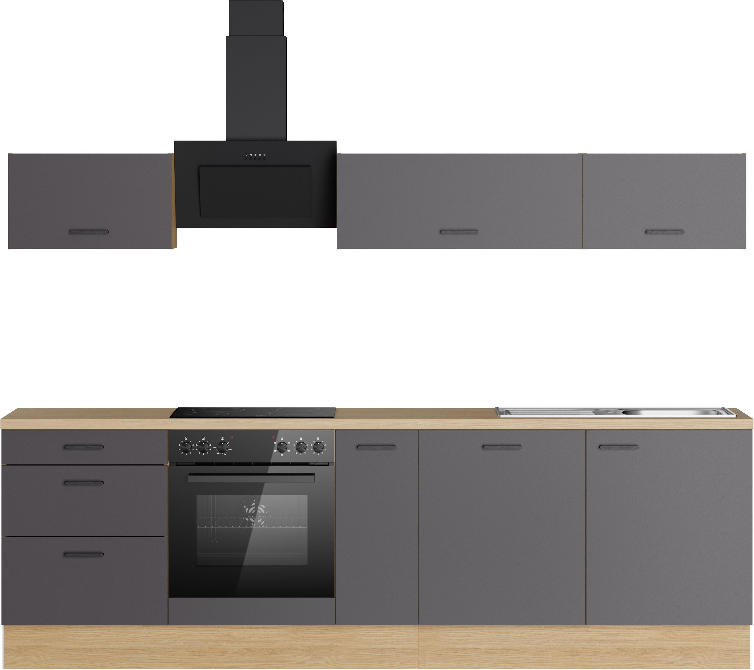 KOCHSTATION Küchenzeile KS-Sion, Breite 270 cm, schnelle Montage mit OPTIsnap, wahlweise mit E-Geräten