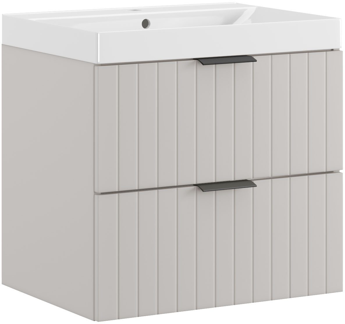 welltime Waschtisch HARMONY mit Waschbecken, Breite 60 oder 80cm, modernes Design, Schrank mit 2 Schubladen, Soft-Close-Function, Paneeloptik