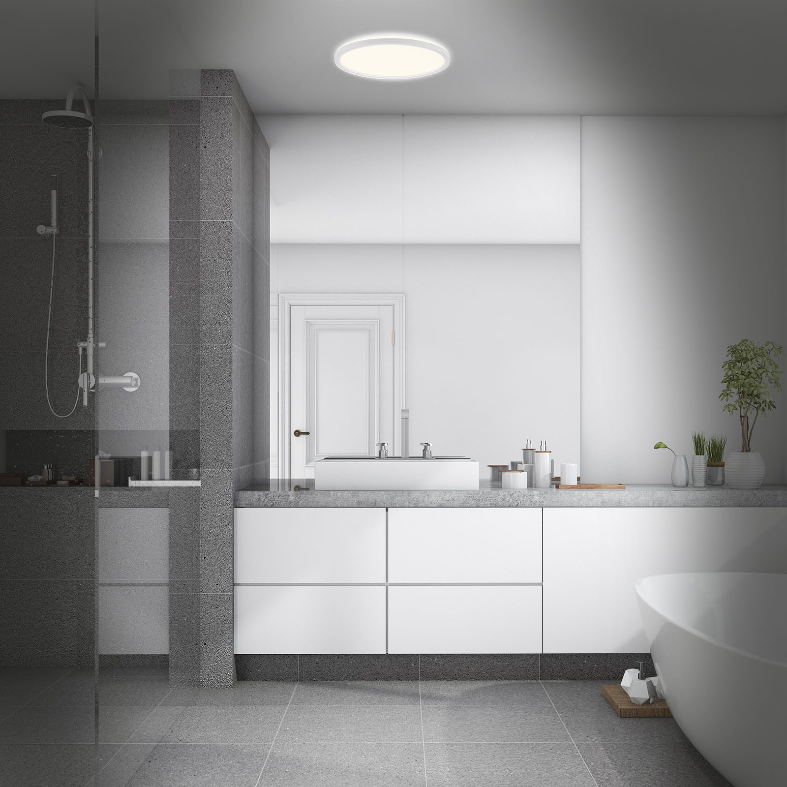 Briloner Leuchten LED Panel Deckenlampe Deckenleuchte Backlight-Effekt Badezimmer IP44, LED fest integriert, 4000K
