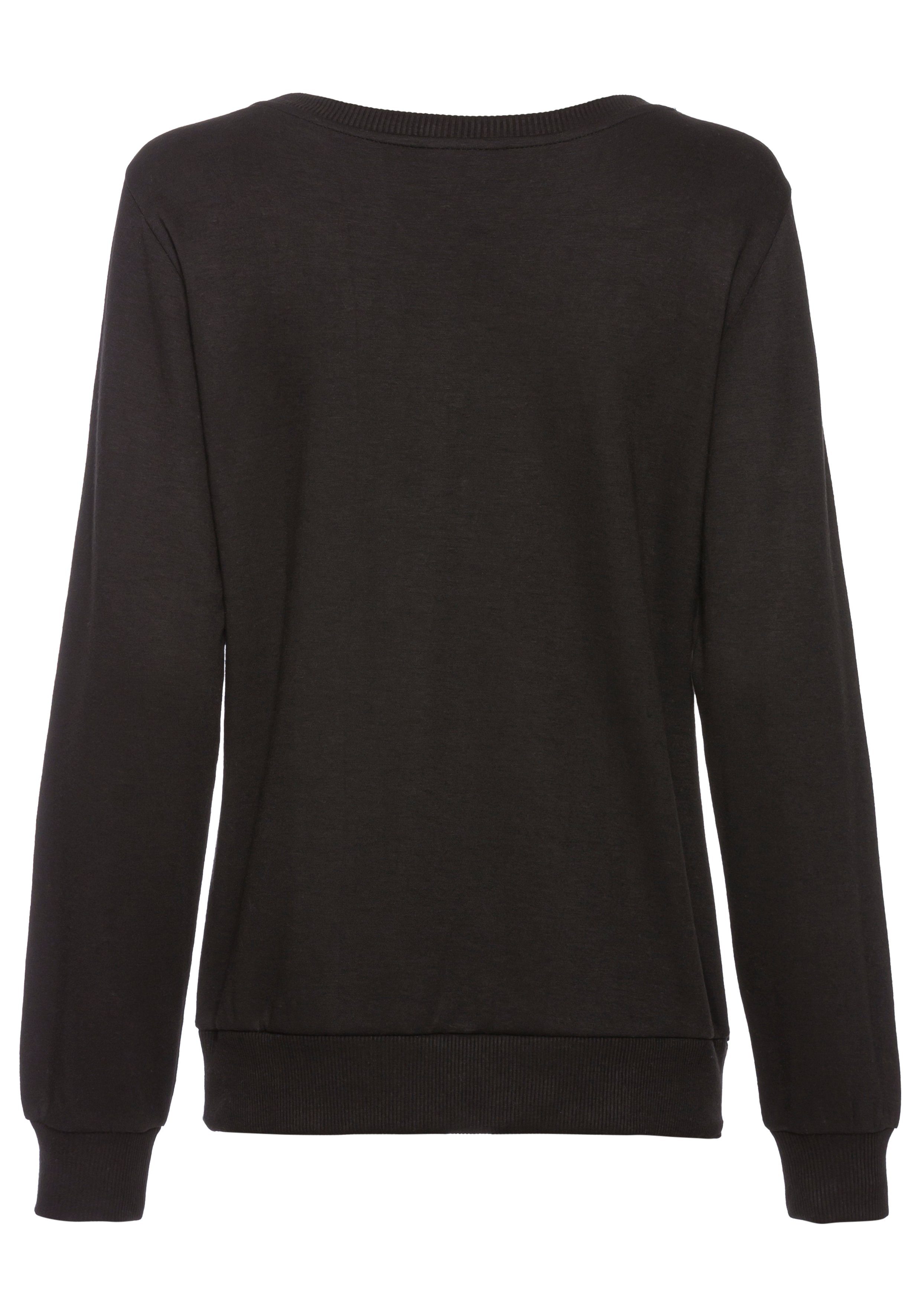 Vivance by Lascana Longsweatshirt mit Loungewear Stickerei, Loungeshirt