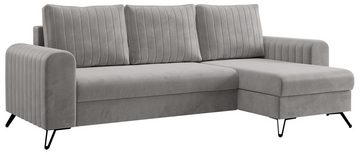 MKS MÖBEL Ecksofa AXEL, Bettfunktion und Bettkasten, Schlaffunktion, lose Kissen, Modern Design