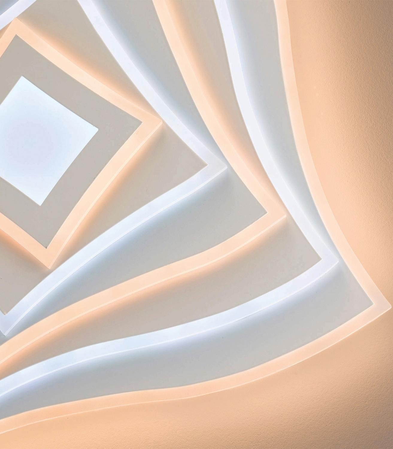 FISCHER & HONSEL LED Deckenleuchte HERO, Greige, Sandbraun, Acryl, Metall, Dimmfunktion, RGB-Farbwechsel, LED fest integriert, Extra-Warmweiß, Neutralweiß, Tageslichtweiß, Fernbedienung, Anpassung der Farbtemperatur, B 50 x H 7,6 x T 50 cm