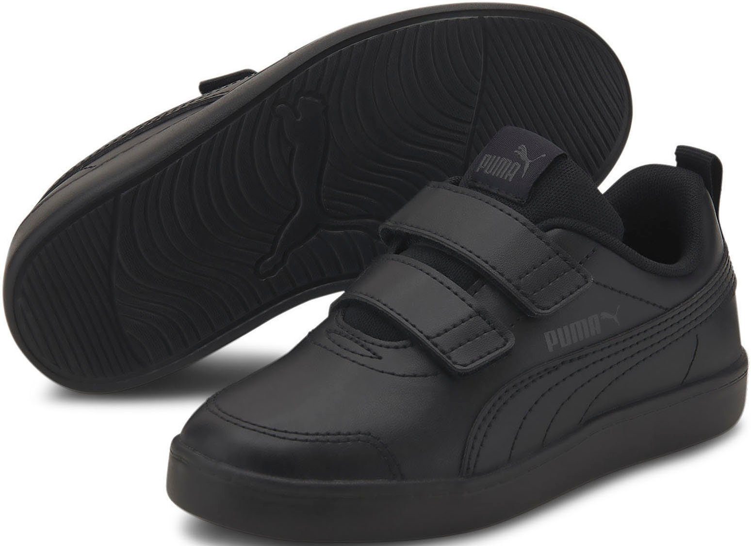 mit V PUMA Sneaker Courtflex Klettverschluss schwarz v2 für Kinder PS