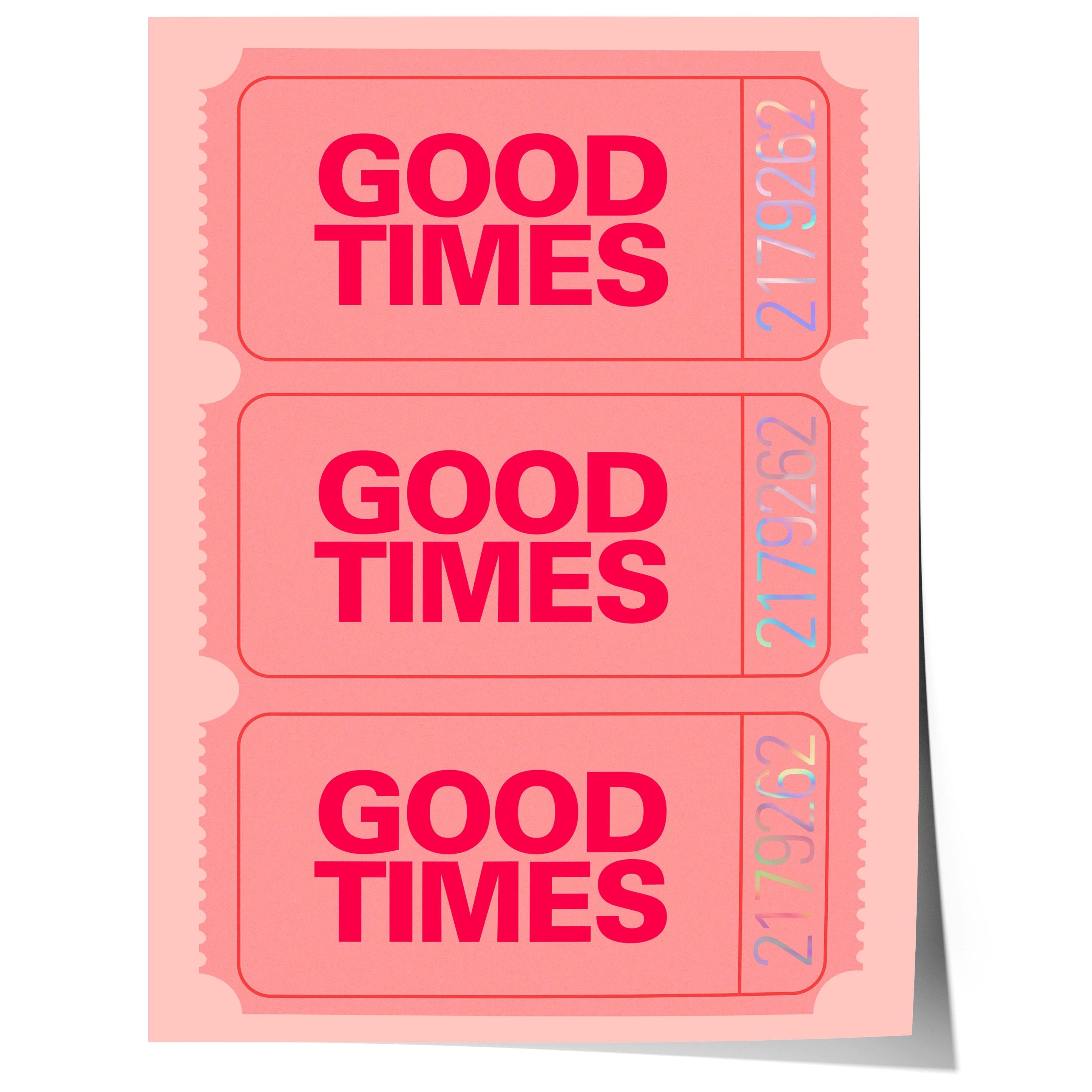JUSTGOODMOOD Poster Good Times Ticket Style Design Minimal Typographic Wall Art Retro Aest, (1 St)