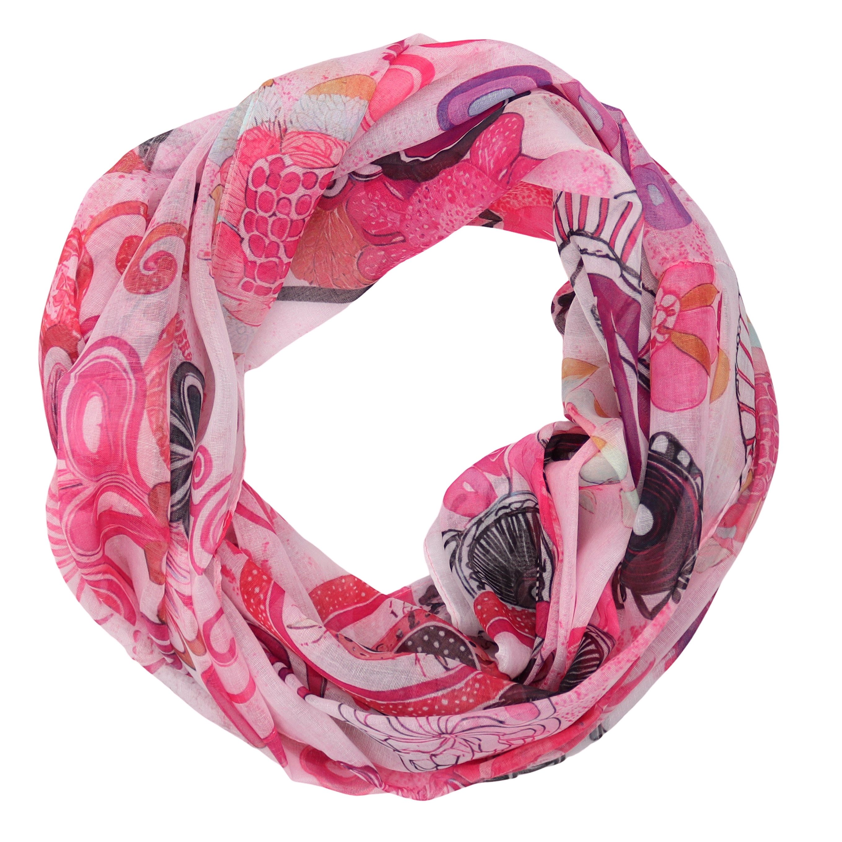 MIRROSI Loop Damen Schal mit Tollem Muster Weich aus 100% Viskose, Schlauchschal, (ca.160x48cm, zweimal um den Hals wickelbar), Damen Halstuch Stola ideal für Frühling,Sommer, Herbst