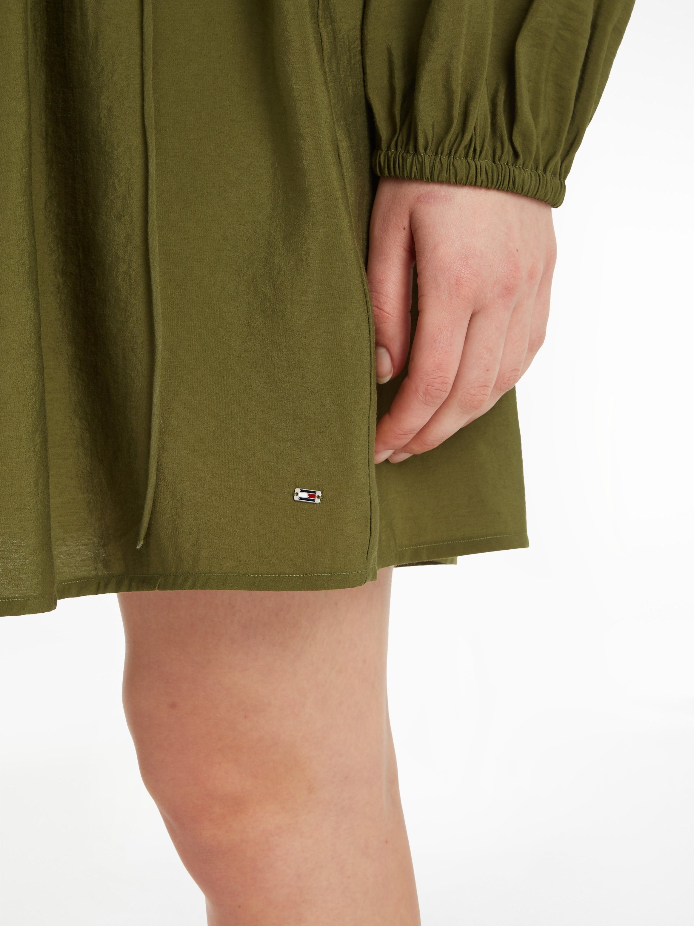 DRESS Green Putting mit Hilfiger Blusenkleid Tommy MODAL TEXTURED SHORT Taillenbund