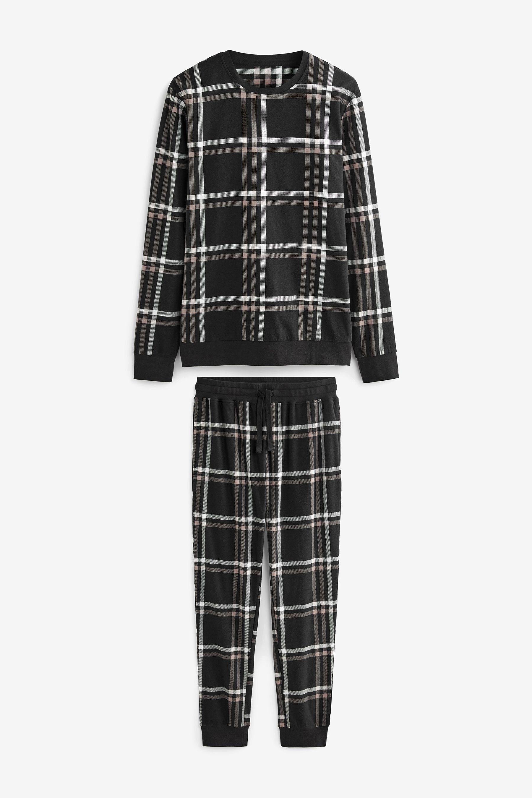 Next Pyjama Bequemer Motionflex Schlafanzug mit Bündchen (2 tlg) Black Check