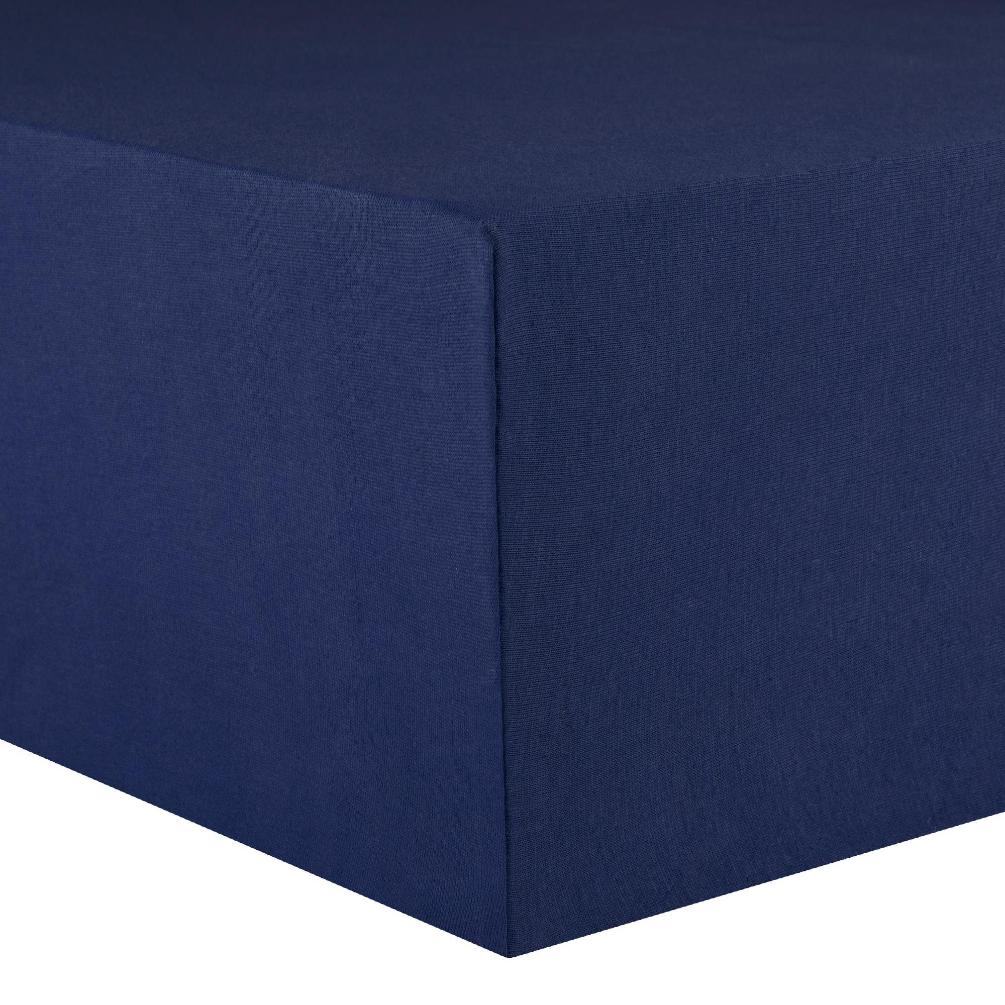 Spannbettlaken Lucina Spannbetttuch Jersey 90x200-100x200cm dunkelblau, CelinaTex, Baumwolle, (1 Stück), bügelfrei,faltenfreier Sitz,formstabil und dauerelastisch