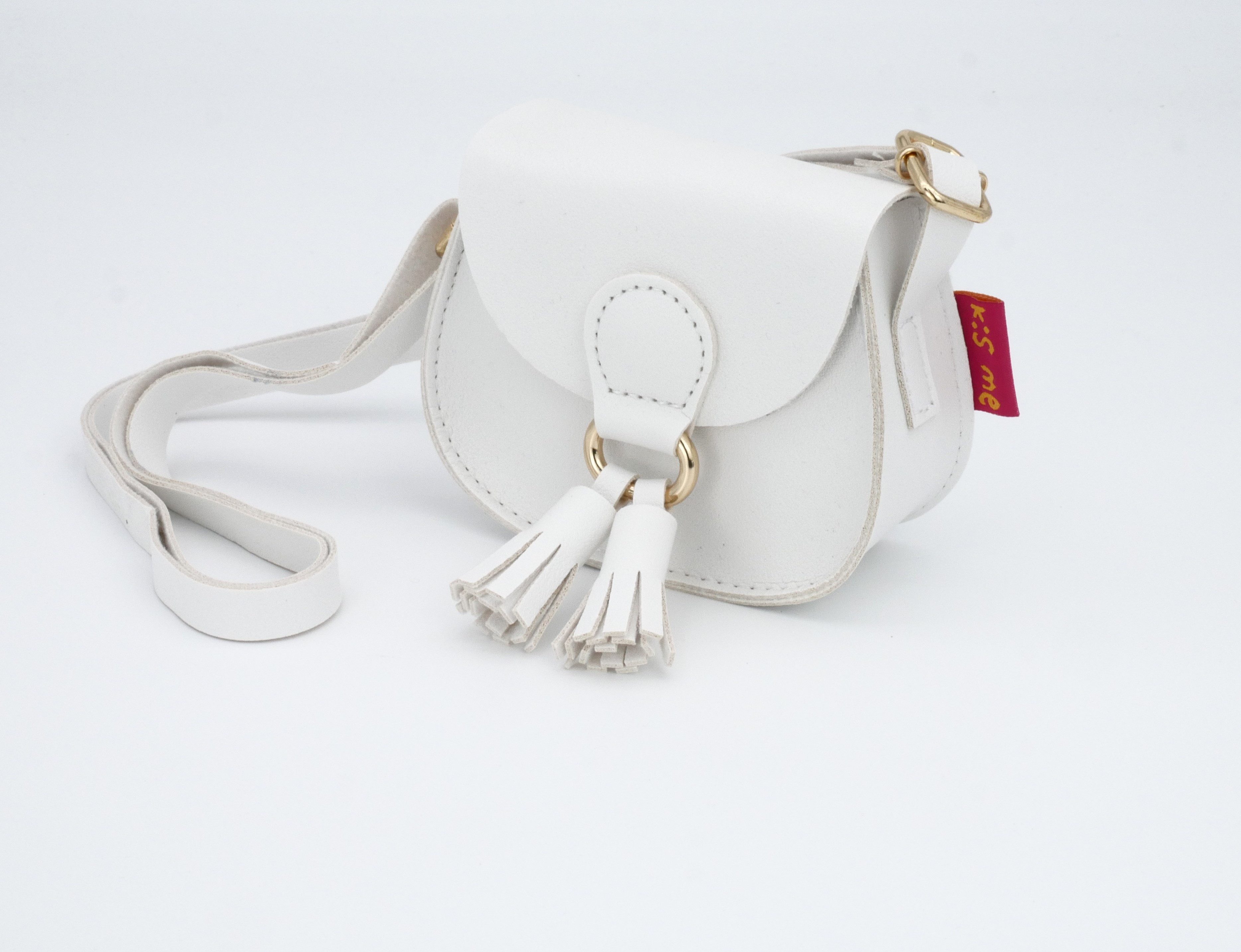 Kindergartentasche Weiße Kindertasche mit Bommel – stilvolle Mini-Tasche für Mädchen