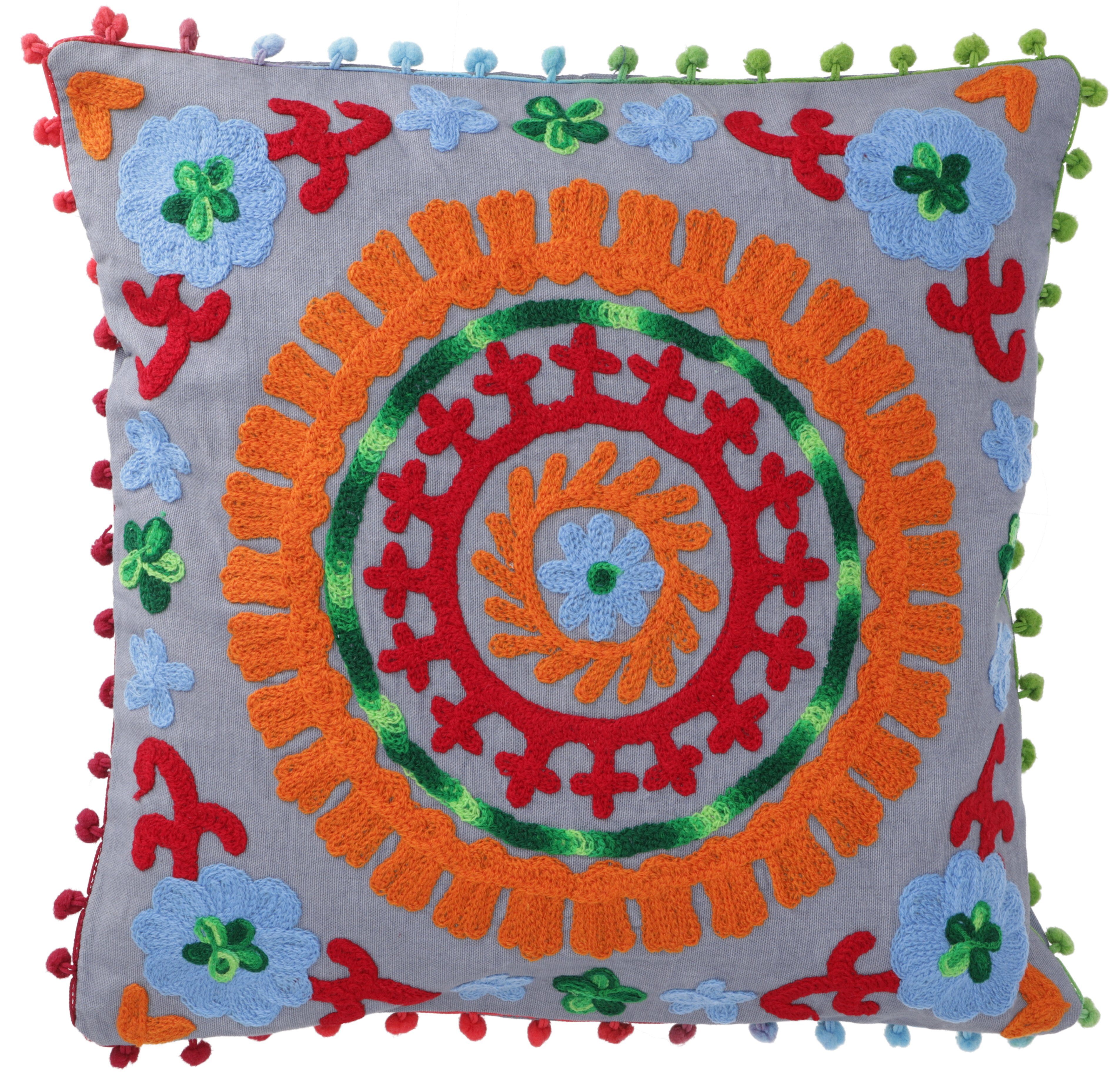 Guru-Shop Kissenbezüge Boho Kissenhülle, farbenfrohes besticktes.. günstig online kaufen