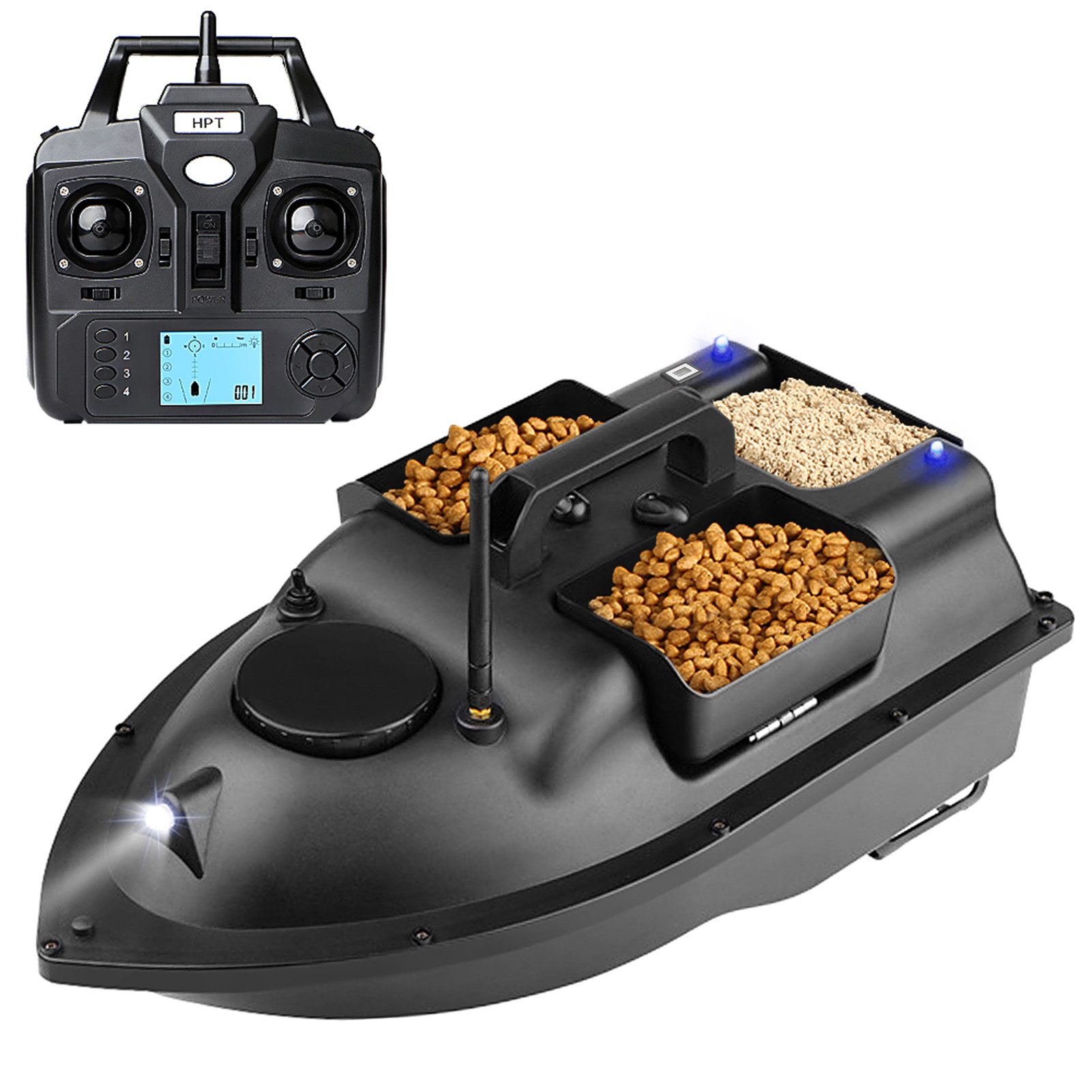 GARRYFIZH RC-Boot 500m RC-Boot Köderboot GPS Futterboot 3 Kammern, Drahtlose Steuerung; Tempomat; Tragfähigkeit 2 kg