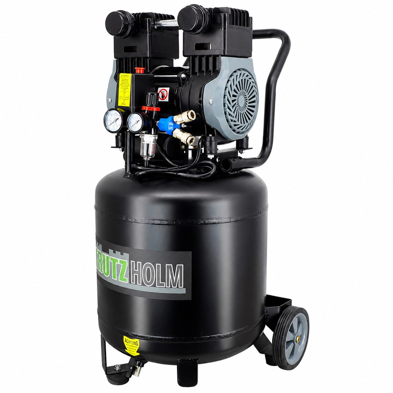 TRUTZHOLM Kompressor Brushless Silent Flüsterkompressor 50L vertikal 1500W, 62dB, 8 bar, max. 8 bar, 50 l, Komplett-Set