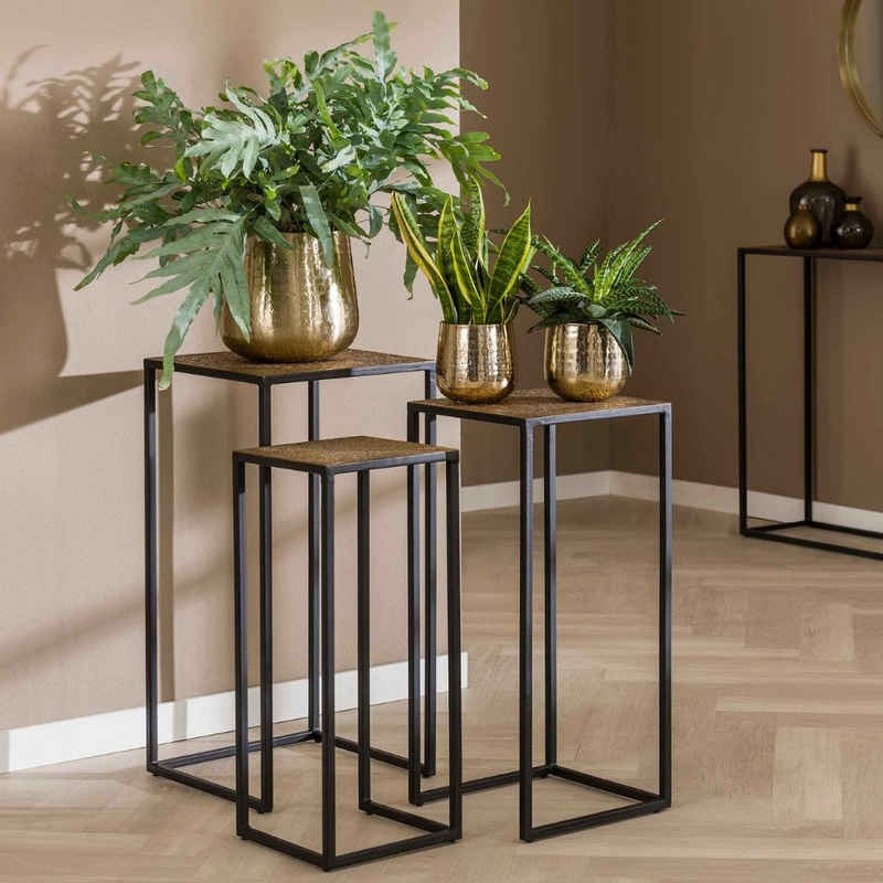 RINGO-Living Blumenständer Massivholz Blumenständer Malio in Bronze-matt und Schwarz-matt 3er Set, Möbel