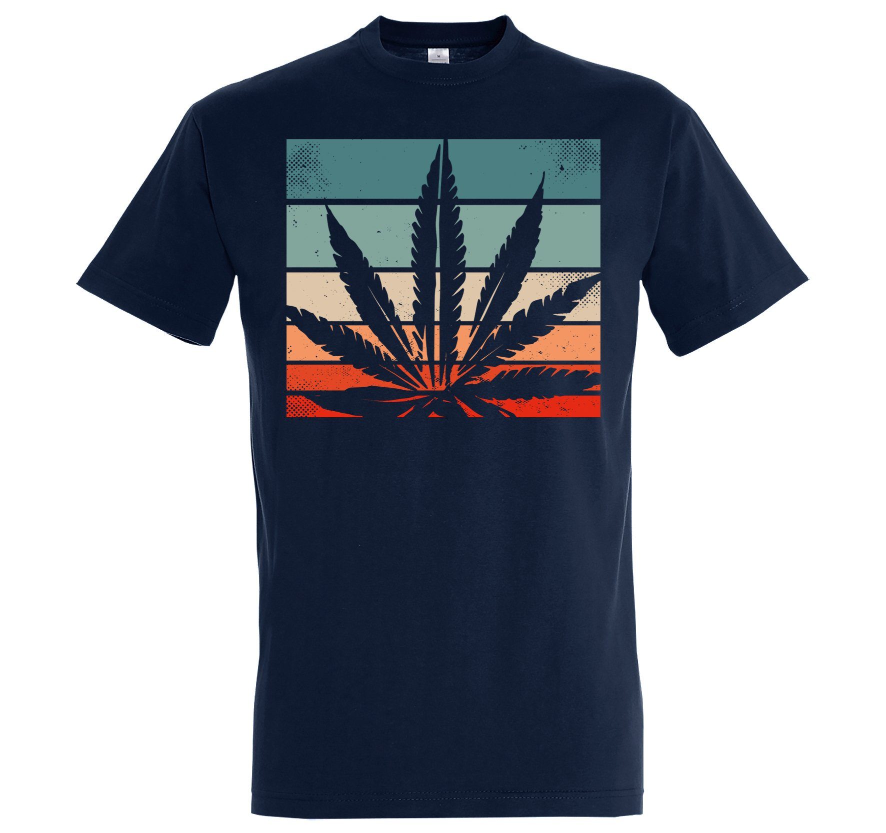 Youth Designz T-Shirt Retro Cannabis Herren T-Shirt mit Trendigem Frontdruck Navy