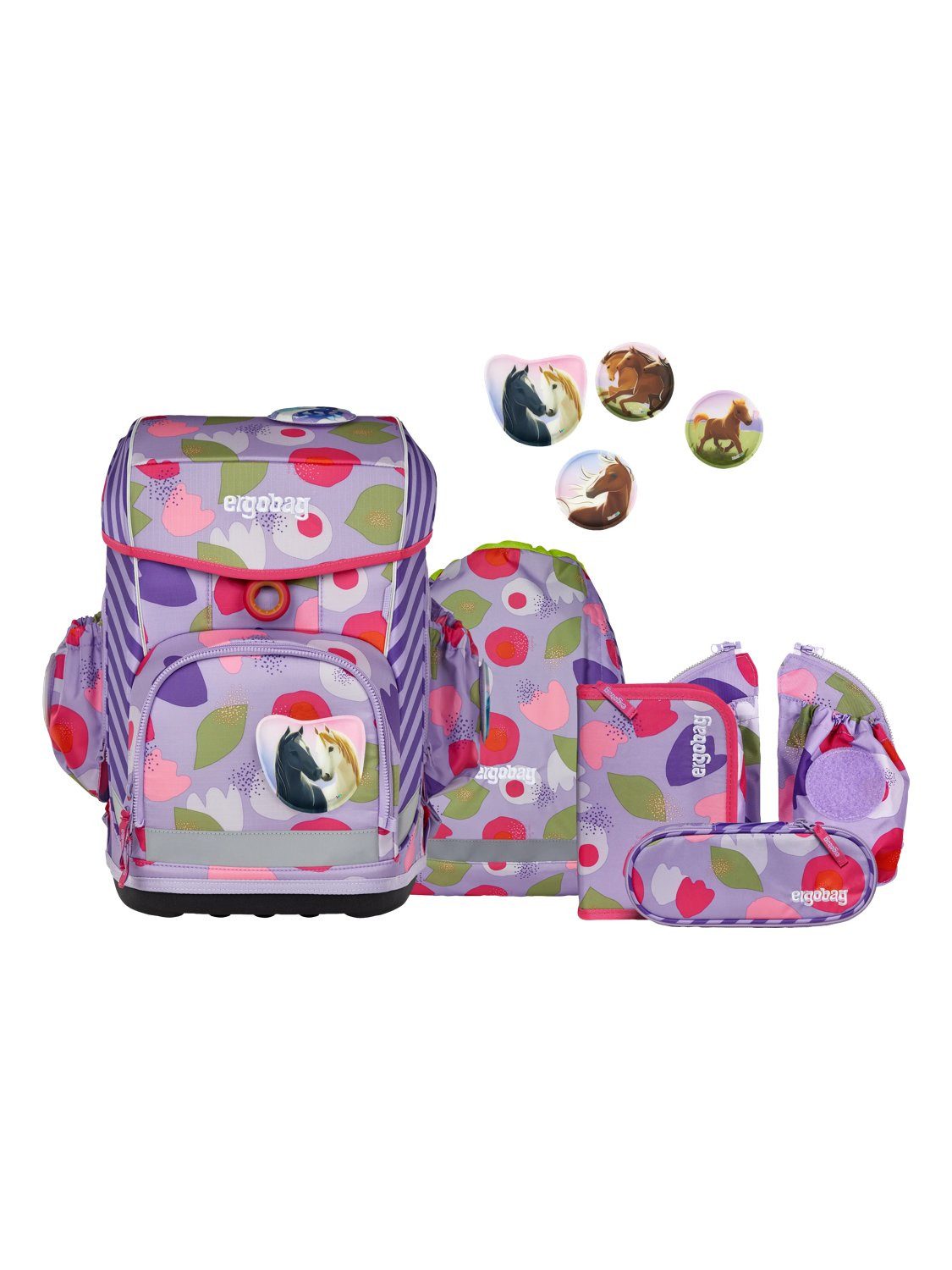 ergobag Schulranzen cubo light Set (5-tlg., 5-teiliges Set), wiegt nur 780g