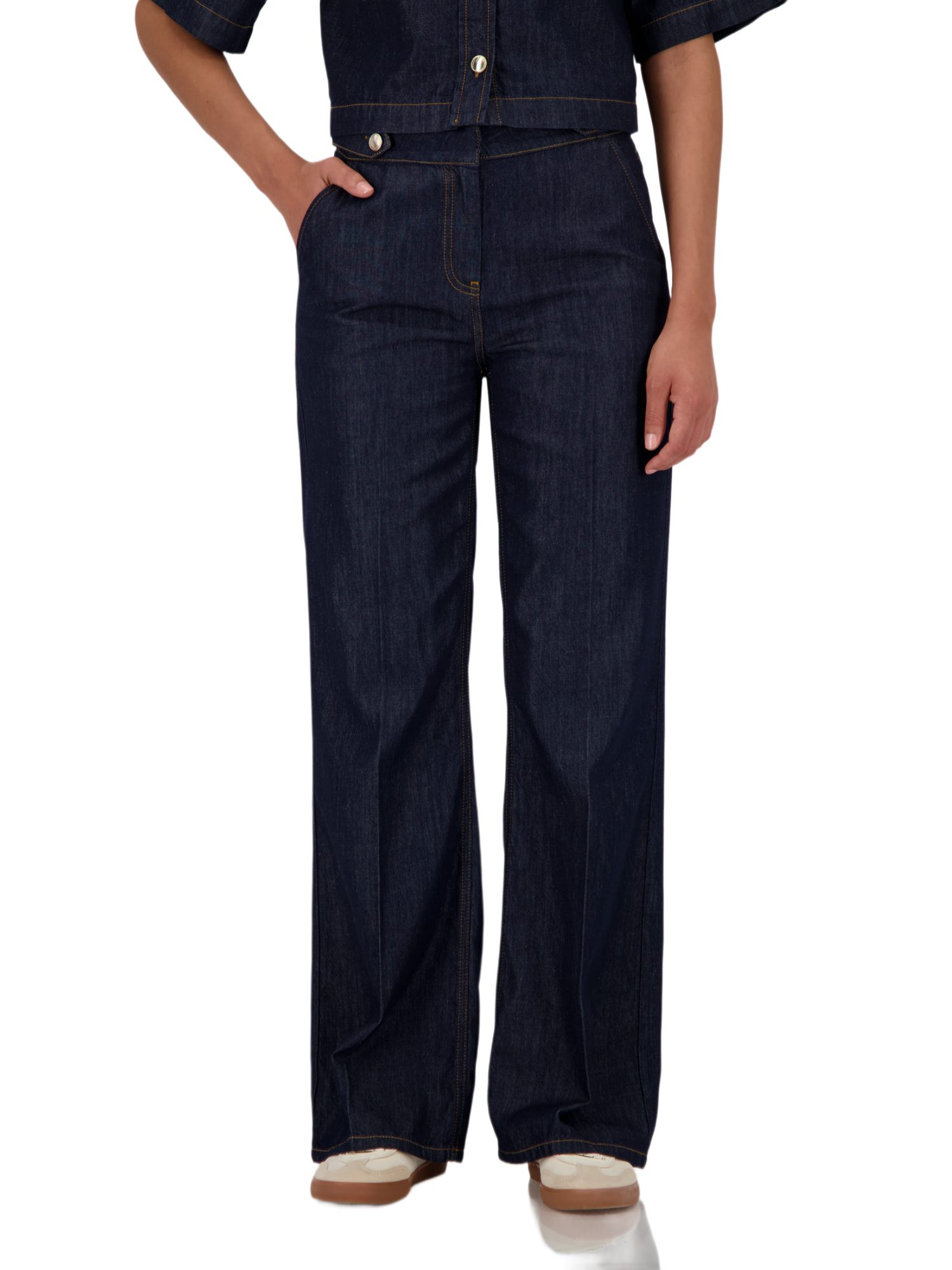 Monari 5-Pocket-Jeans blau,Casual,Baumwolle,Unifarben,Wide Leg,Mittel