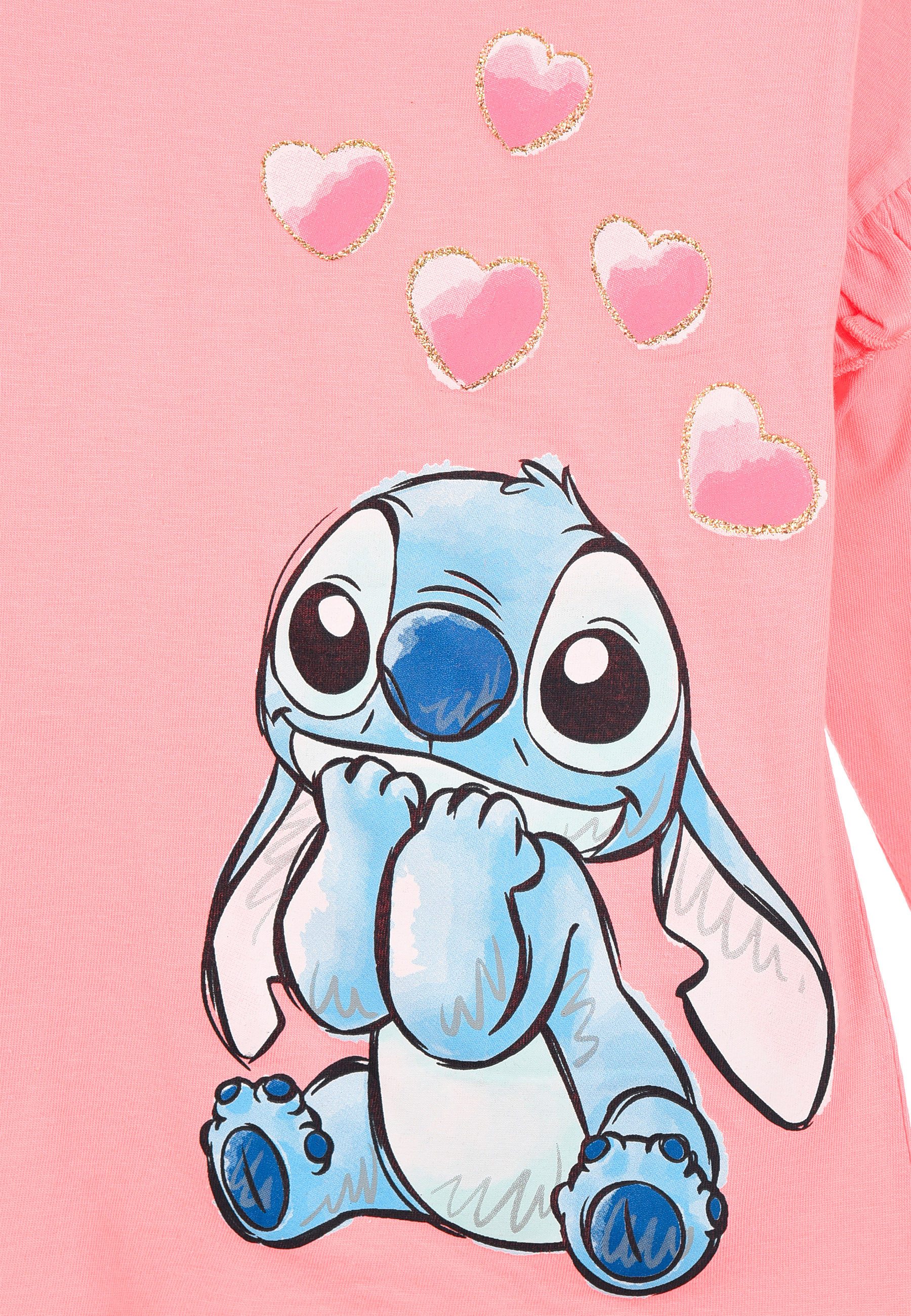 Stitch Langarmshirt Mädchen Langarmshirt rosa aus 100 Prozent Baumwolle