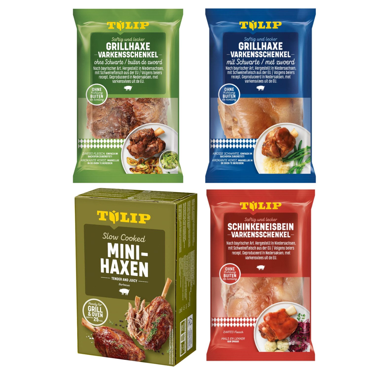 TULIP Wurstkonserve 4er Set Grillhaxe mit & ohne Schwarte Eisbein Mini-Haxe Ungekühlt, 4 St.