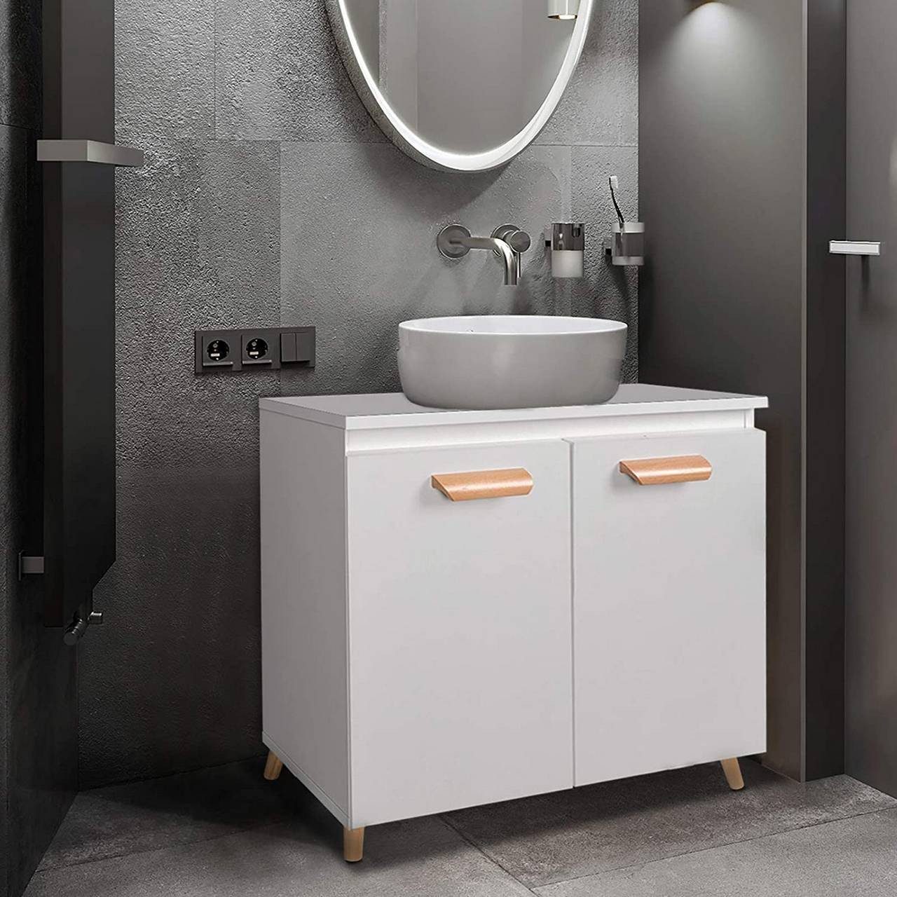 Badschrank EUGAD 2 mit Waschbeckenunterschrank Weiß Unterschrank Türe