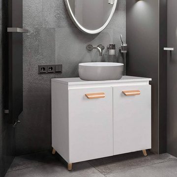 EUGAD Waschbeckenunterschrank Badschrank Unterschrank mit 2 Türe Weiß