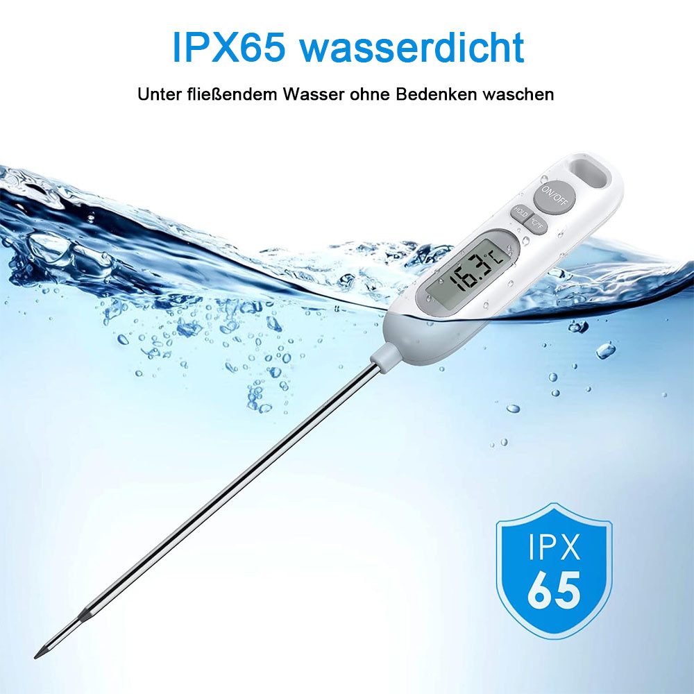 TUWENA Kochthermometer Grillthermometer mit langer Sonde, wasserdichtes Fleischthermometer, 2-tlg.