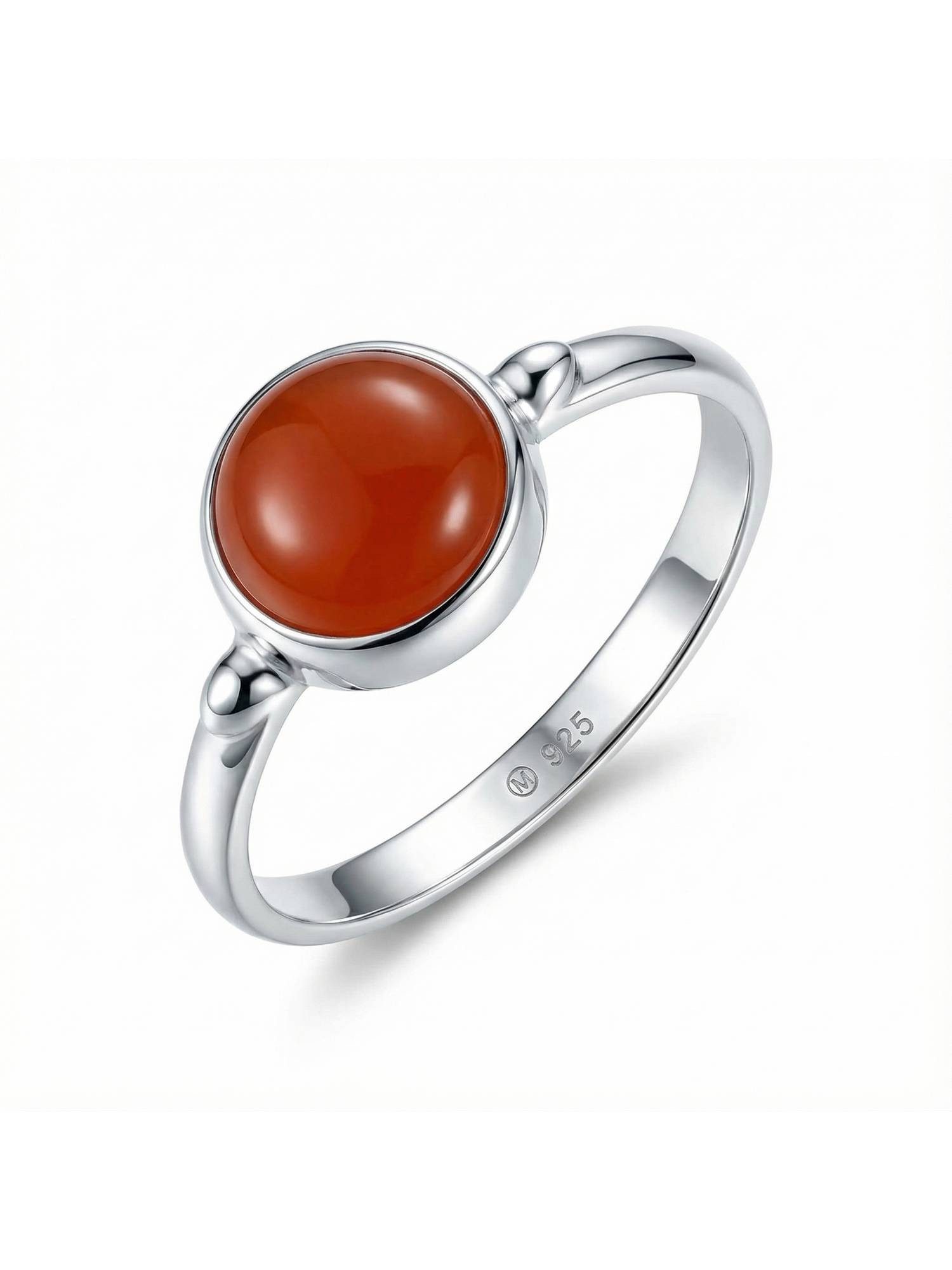 mantraroma Silberring HANA aus 925 Silber mit Karneol (Ring mit Schmuckbeutel), Damenring aus 925er Silber