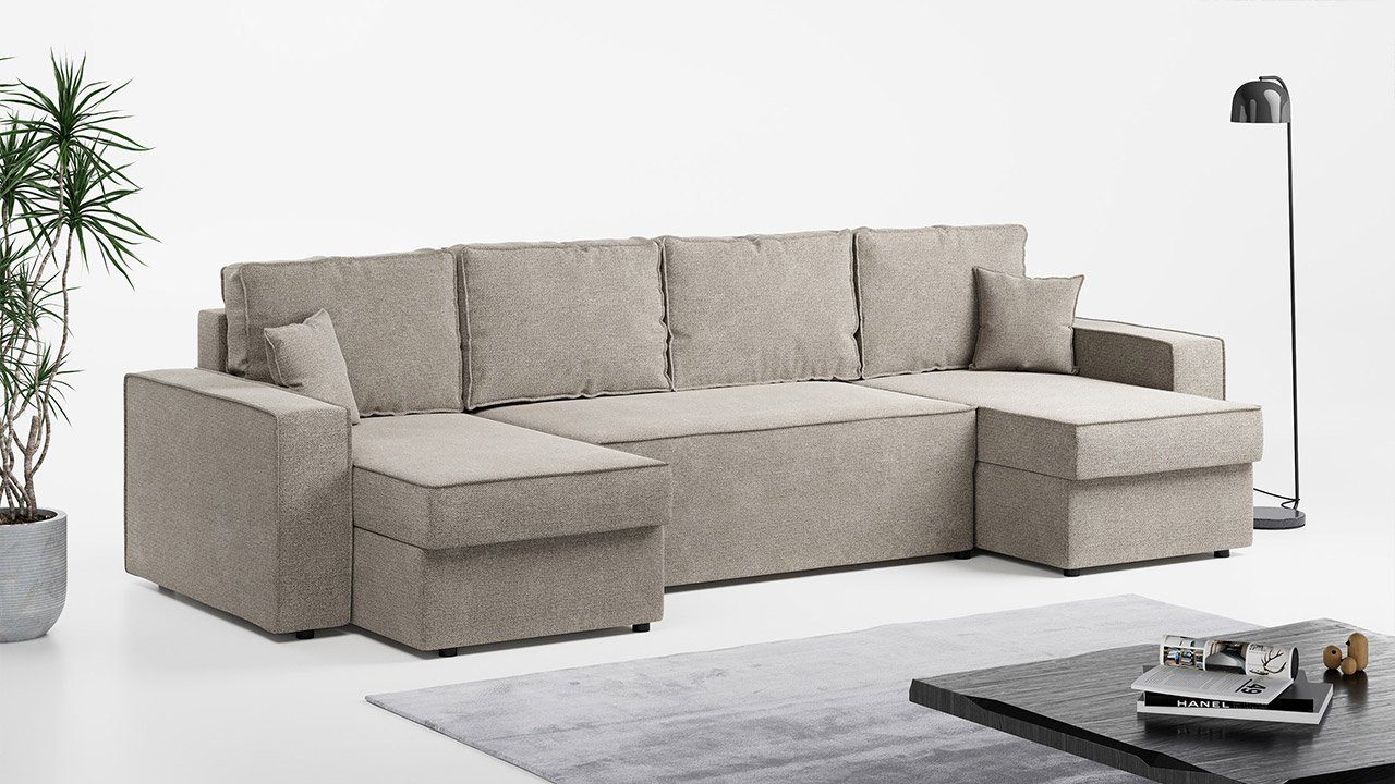 MKS MÖBEL Ecksofa DENVER Polstersofa U, Bettsofa, Form Couch Schlaffunktion mit - U 