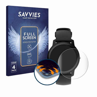 Savvies Full-Cover Schutzfolie für Withings Move ECG, Displayschutzfolie, 4 Stück, 3D Curved klar