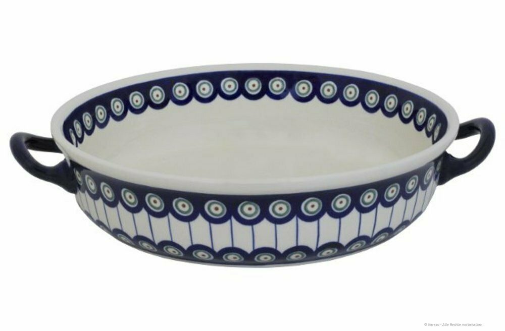 Auflaufform Bunzlauer Keramik große runde 1,7L Auflaufform 26,4x6,7cm Dekor 8