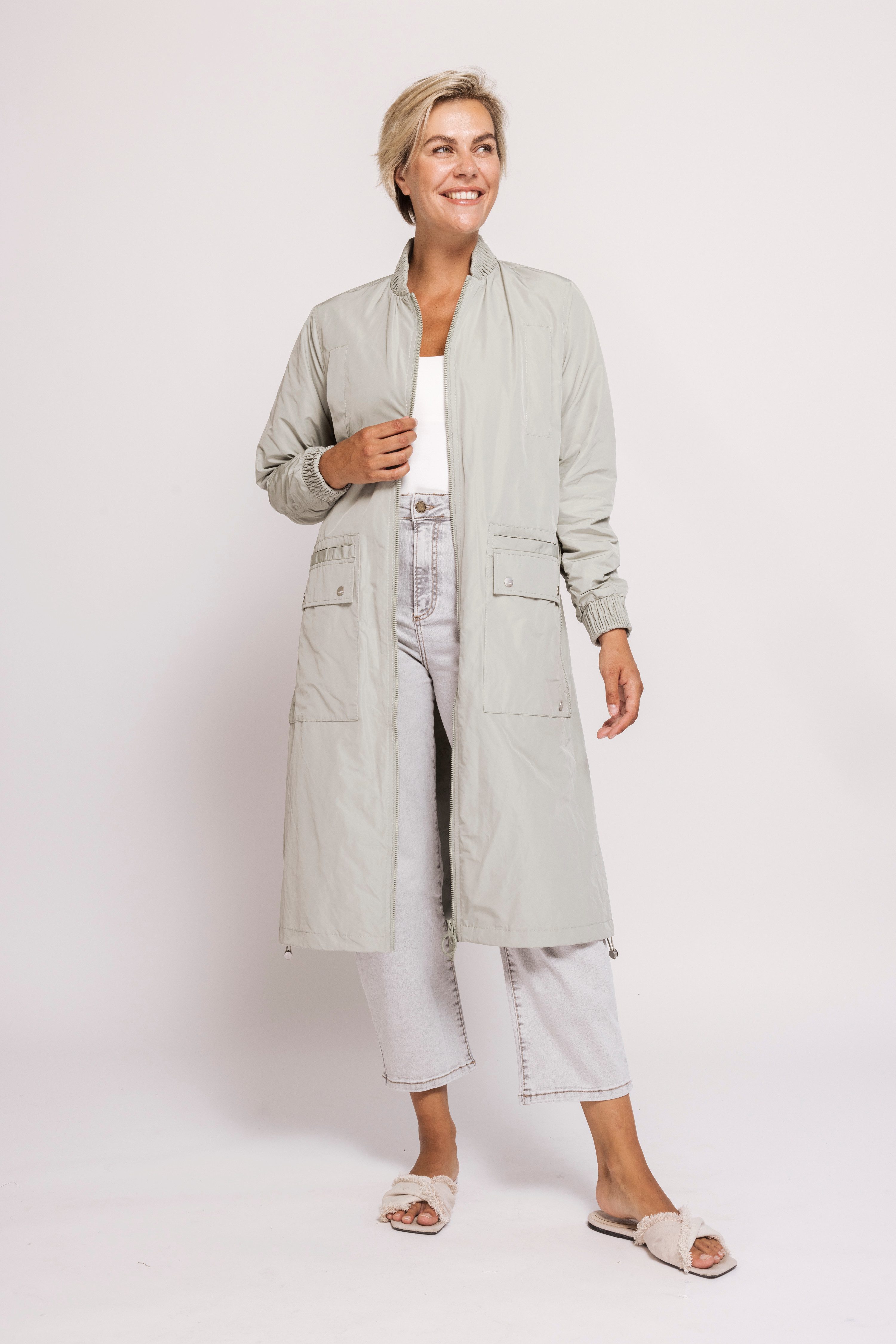 Zhrill Langmantel ZHPANTA Mantel Bomberstyle im Blouson-Look und mit Reißverschluss