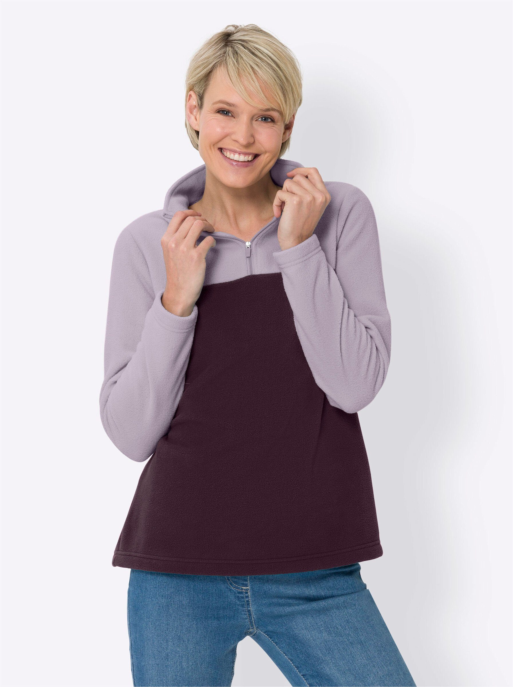 Sieh an! Fleeceshirt Länge ca. 66 cm aubergine-flieder