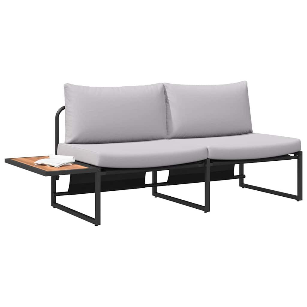 vidaXL Loungesofa Garten-Sofa mit Kissen Hellgrau 200,5 x 70 x 85,5 cm Stahl, 1 Teile