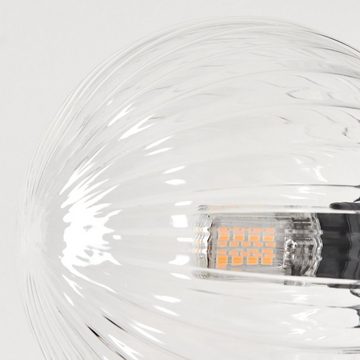 hofstein Stehlampe Stehlampe aus Metall/Riffelglas in Schwarz/Klar, ohne Leuchtmittel, Leuchte mit Glasschirmen (12cm),Fußschalter, 6xG9, ohne Leuchtmittel